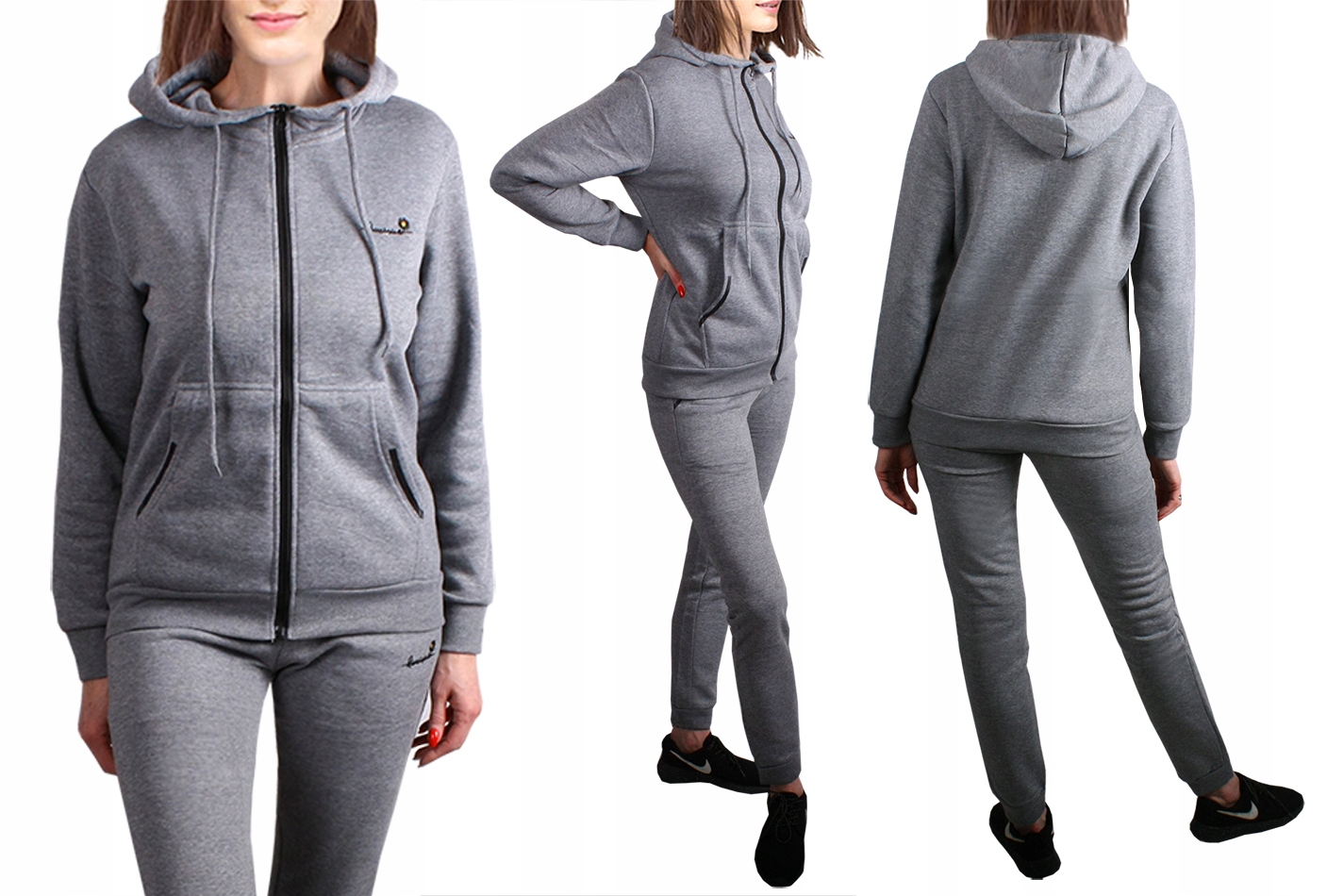 

Ciepły Damski dres Dresy Kaptur 2275 szary 38 M