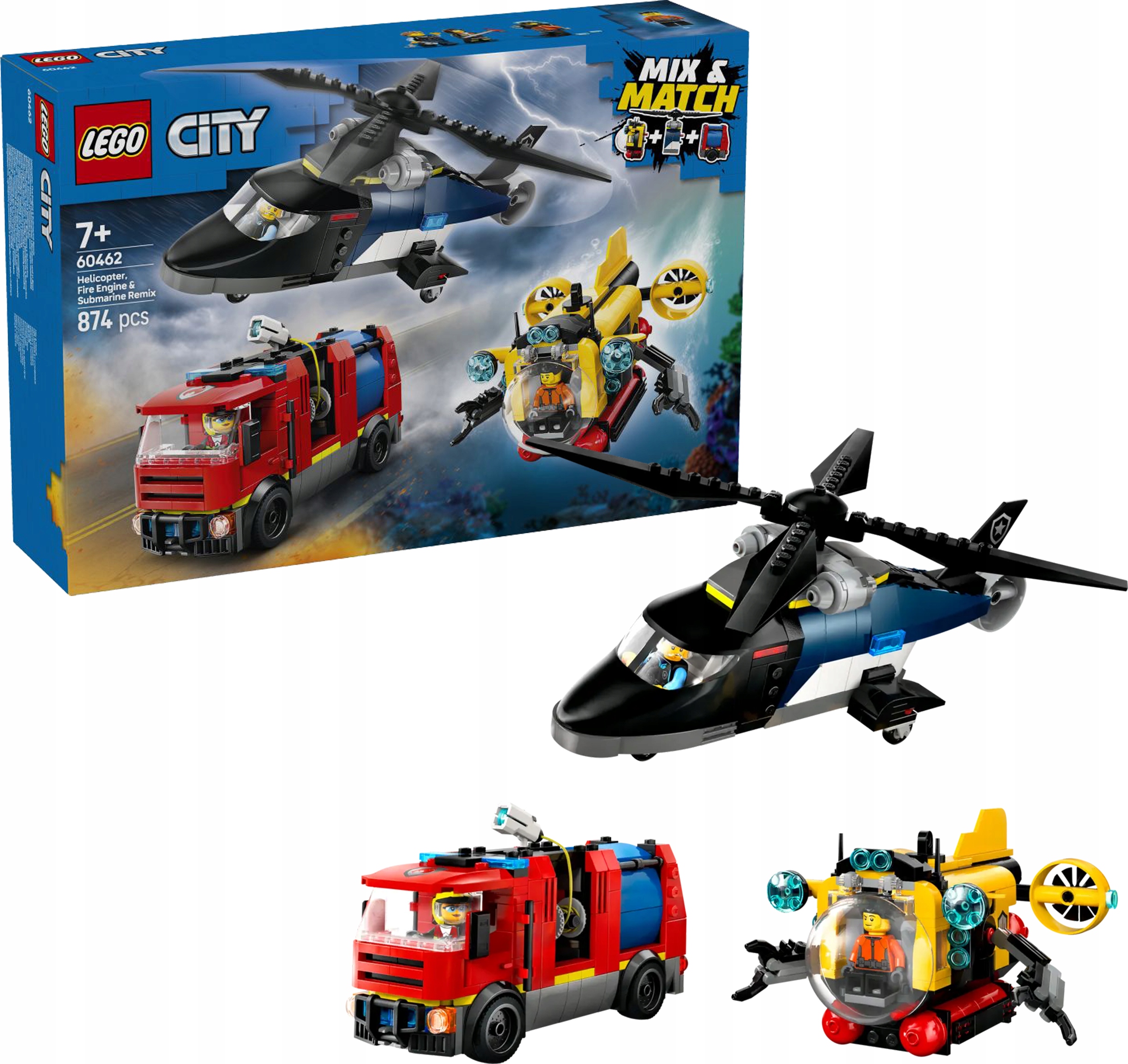 60462 Lego City Sada s vrtulníkem, hasičským autem a ponorkou