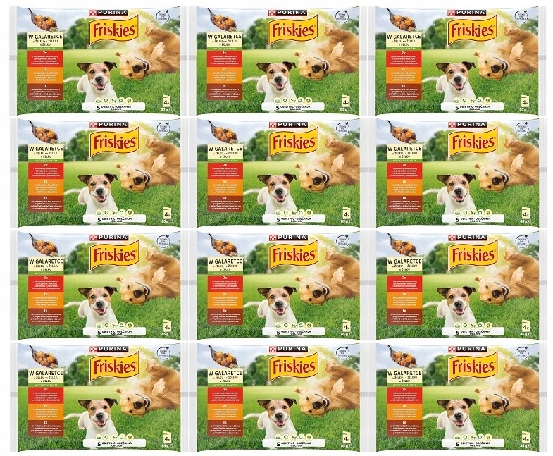 Purina Friskies mokra karma dla psa mix smaków w galaretce 48x85g