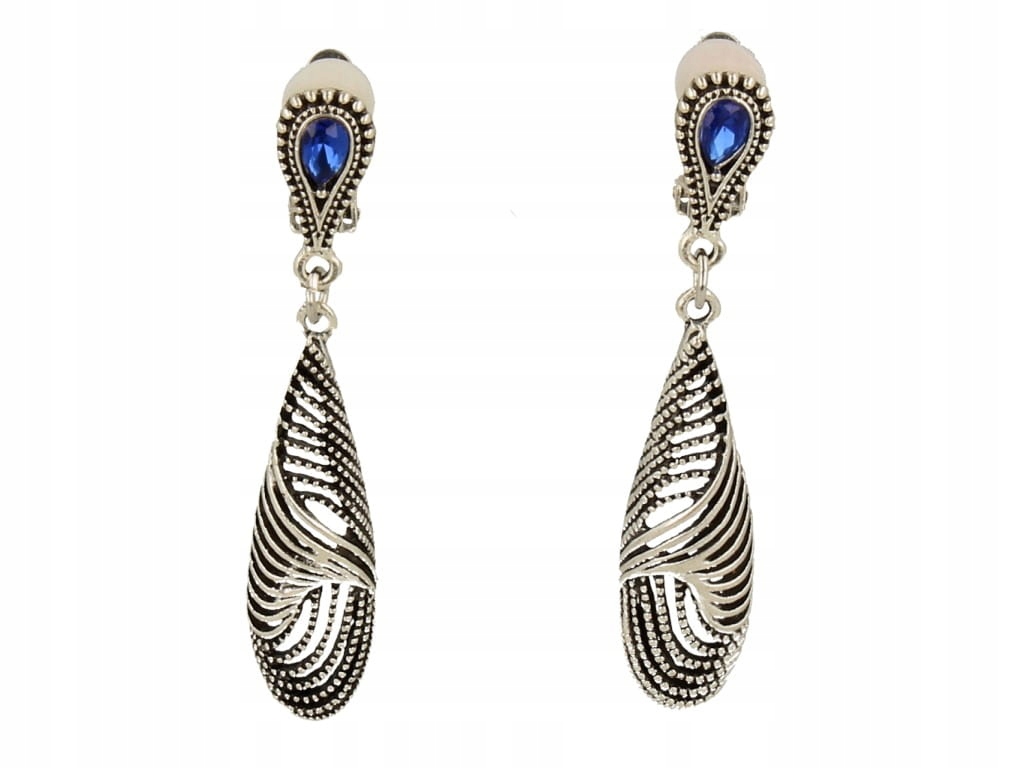 Klipsy do uszu srebrne z chabrowym oczkiem Rodzaj Klasyczne