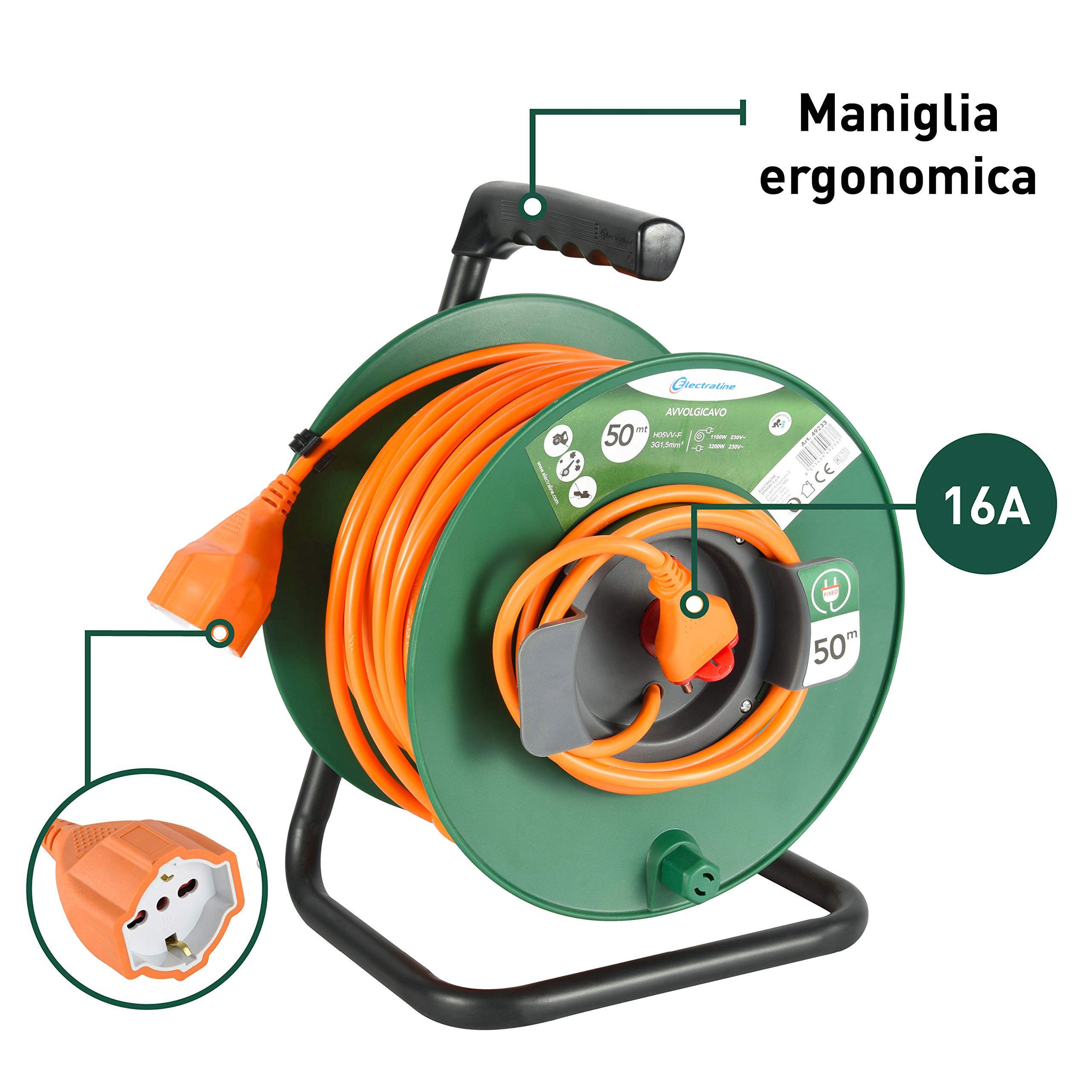ELECTRALINE Kabel Ogrodowy 50m Uniwersalny 3x15mm Pomarańczowy Zielony — miniatura 3