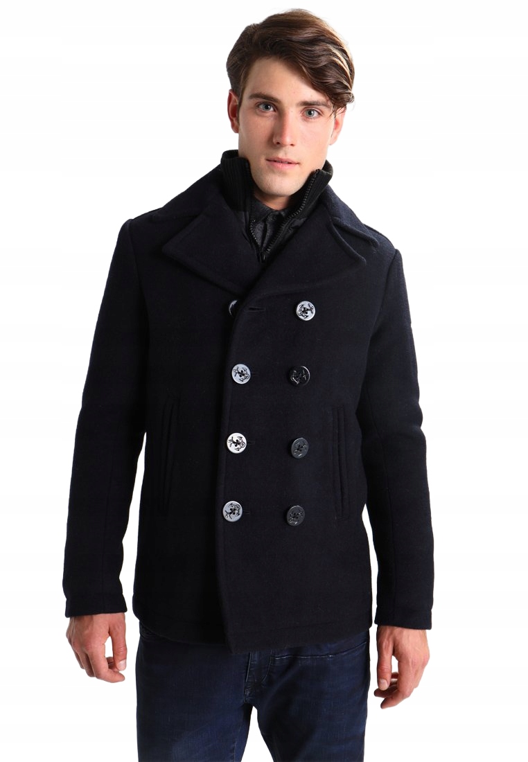 Schott Pánská Bunda Modrá Dvouřadá Vlna XXL 6BB