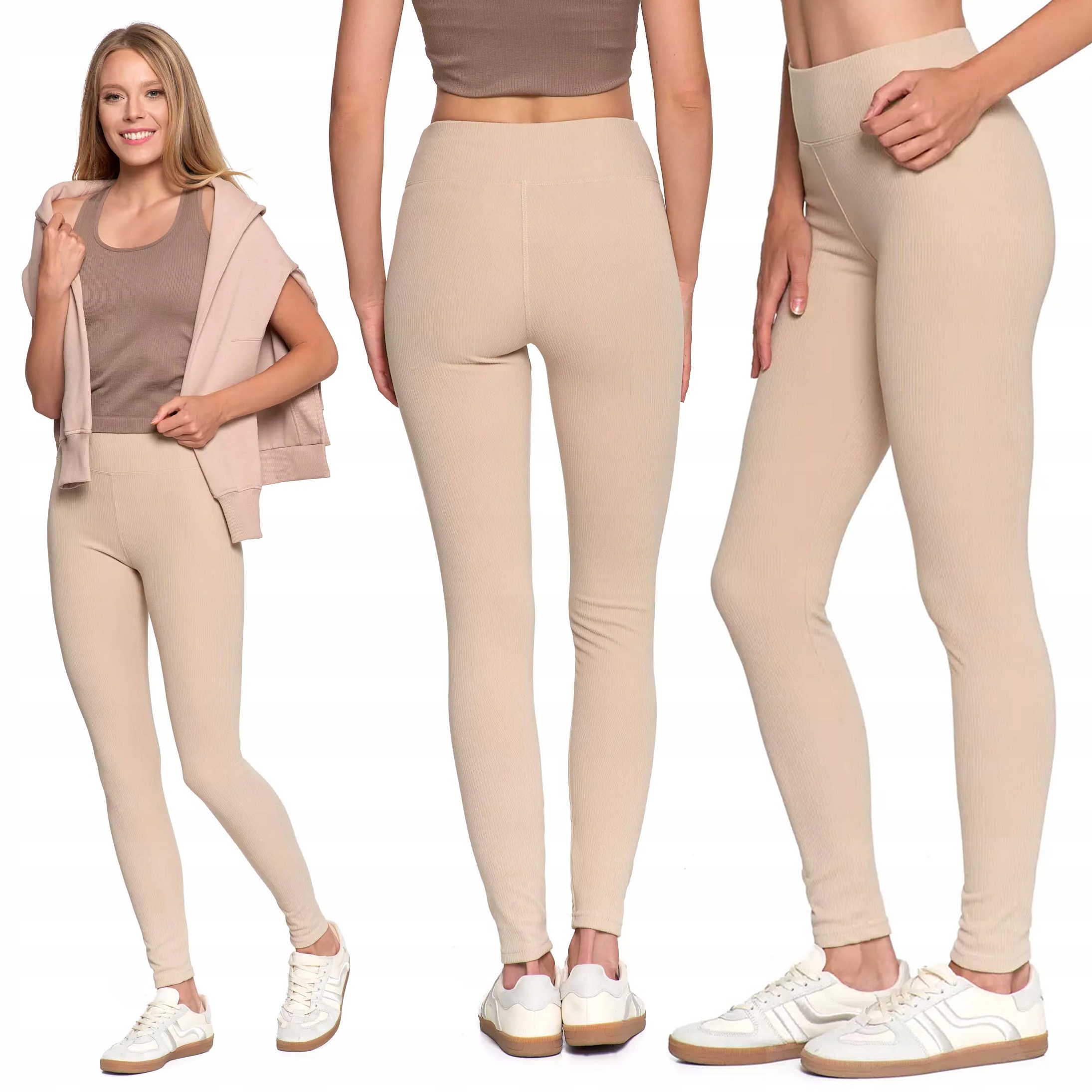 Sportovní Legíny Moraj dámské žebrované Vysoký Pas S/m