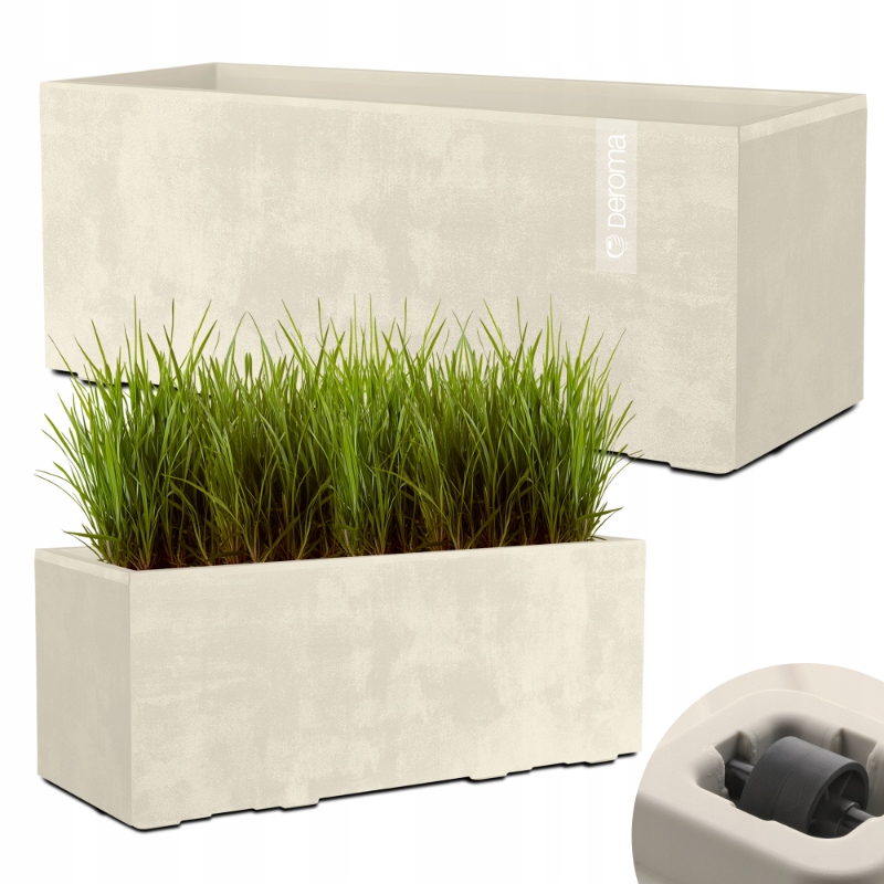 Donica Doniczka Prostokątna Deroma Efekt Betonu 99CM Millennium Perłowa