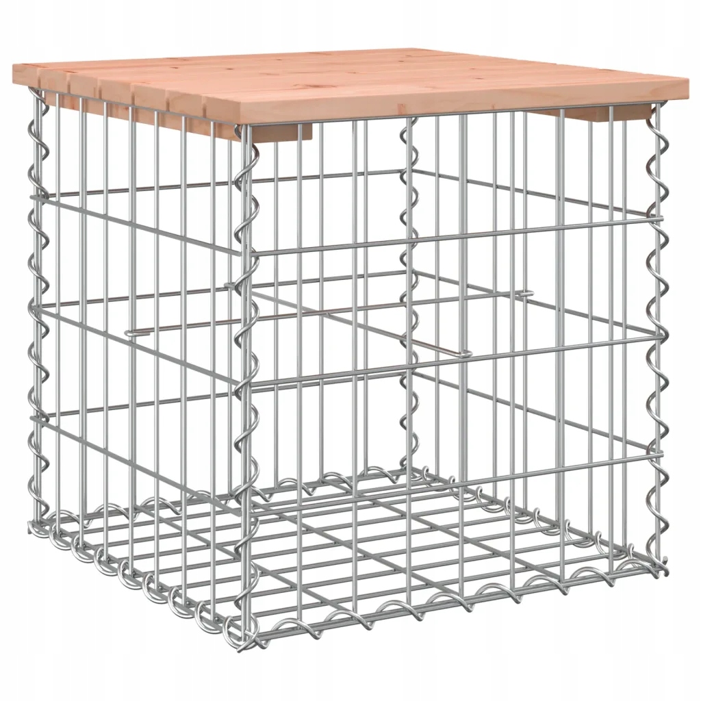 Zahradní lavička z daglesiového dřeva a gabionového koše 43x44x42 cm