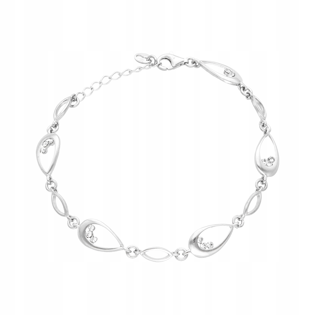 Oválný náramek se zirkony, slza stříbro
