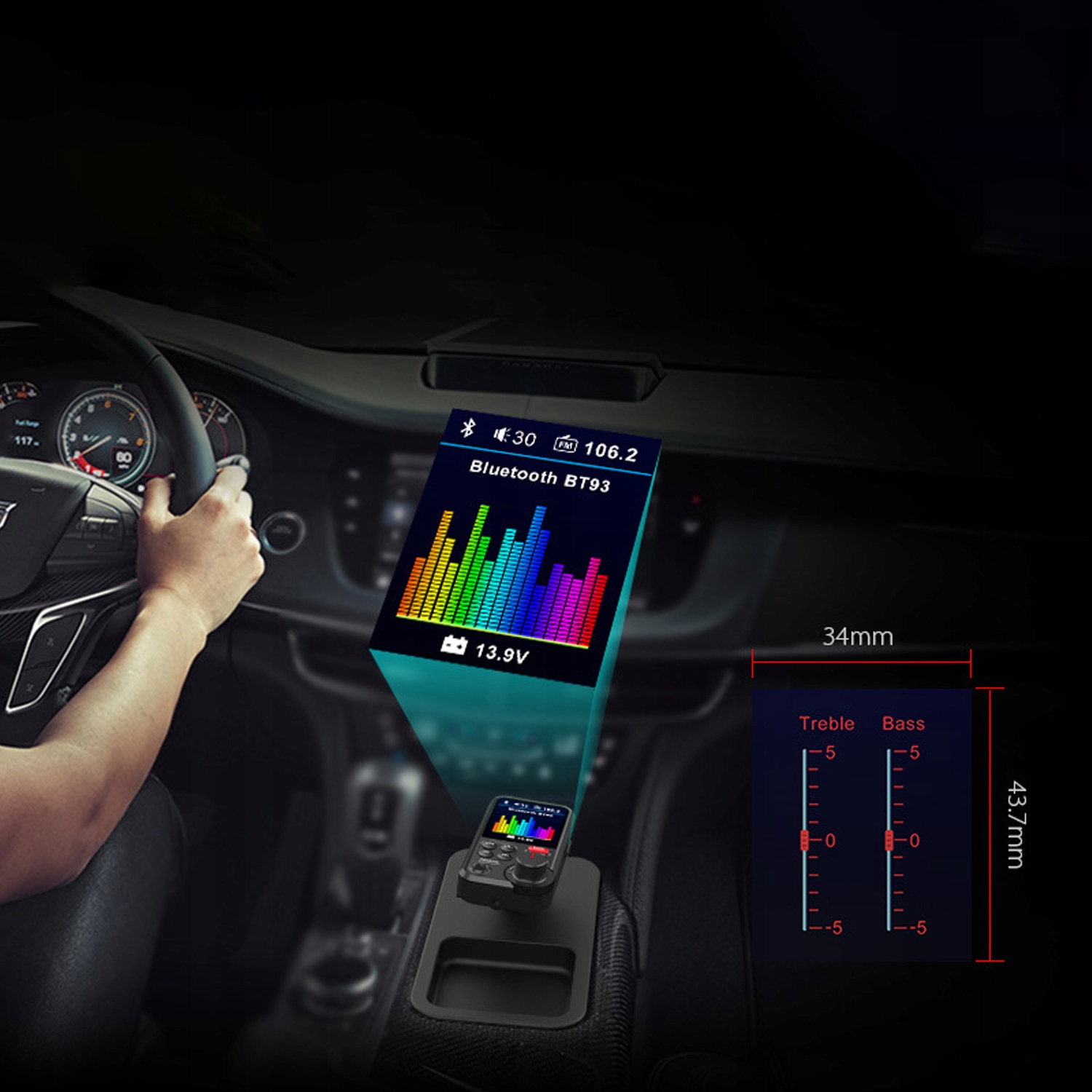 Transmiter Samochodowy BLUETOOTH FM MP3 Szybka Ładowarka Jack USB QC 3.0 Marka DexXer