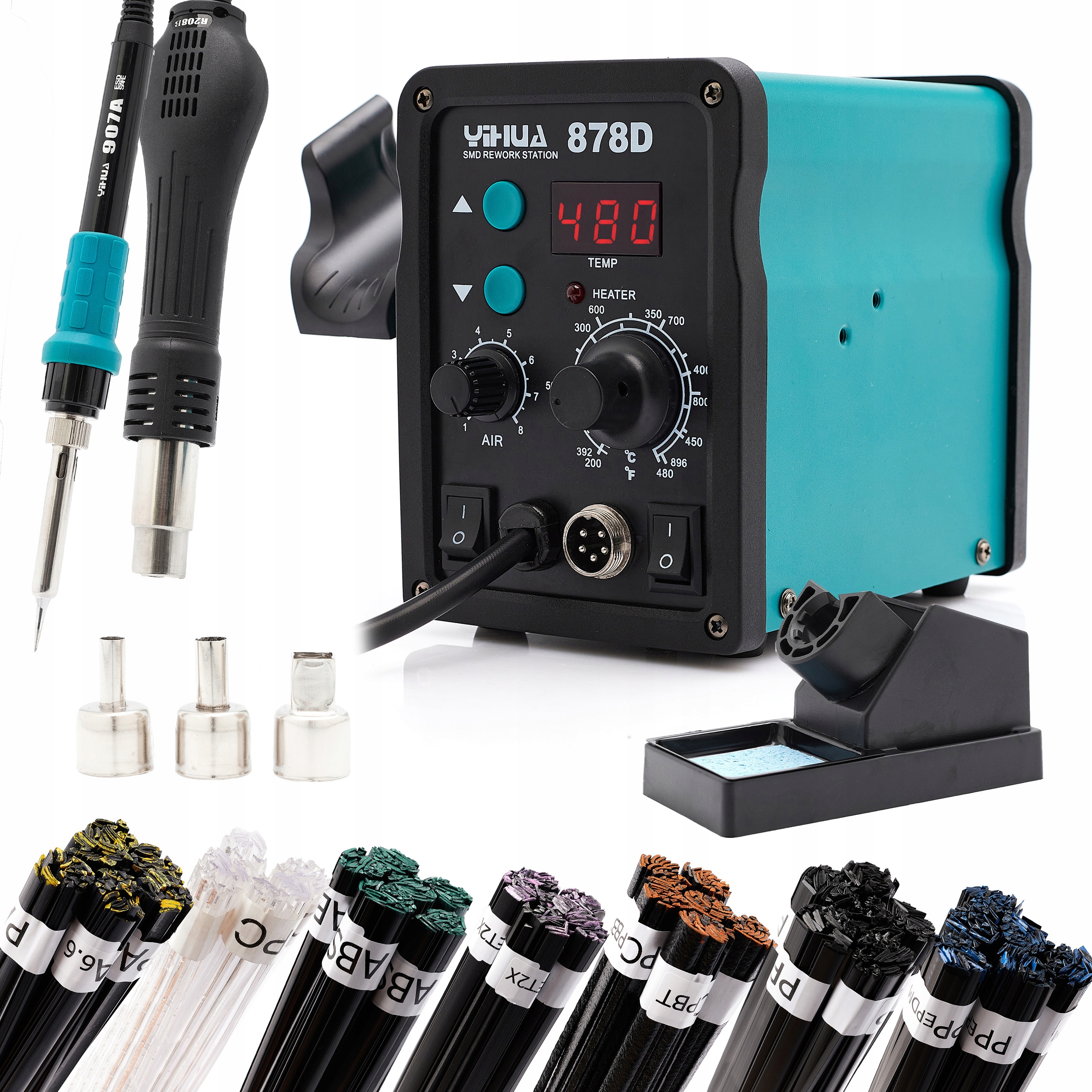Svářečka Plastů Yihua 878D Sada Pojiv 700G Trysky Hot Air Techrebal
