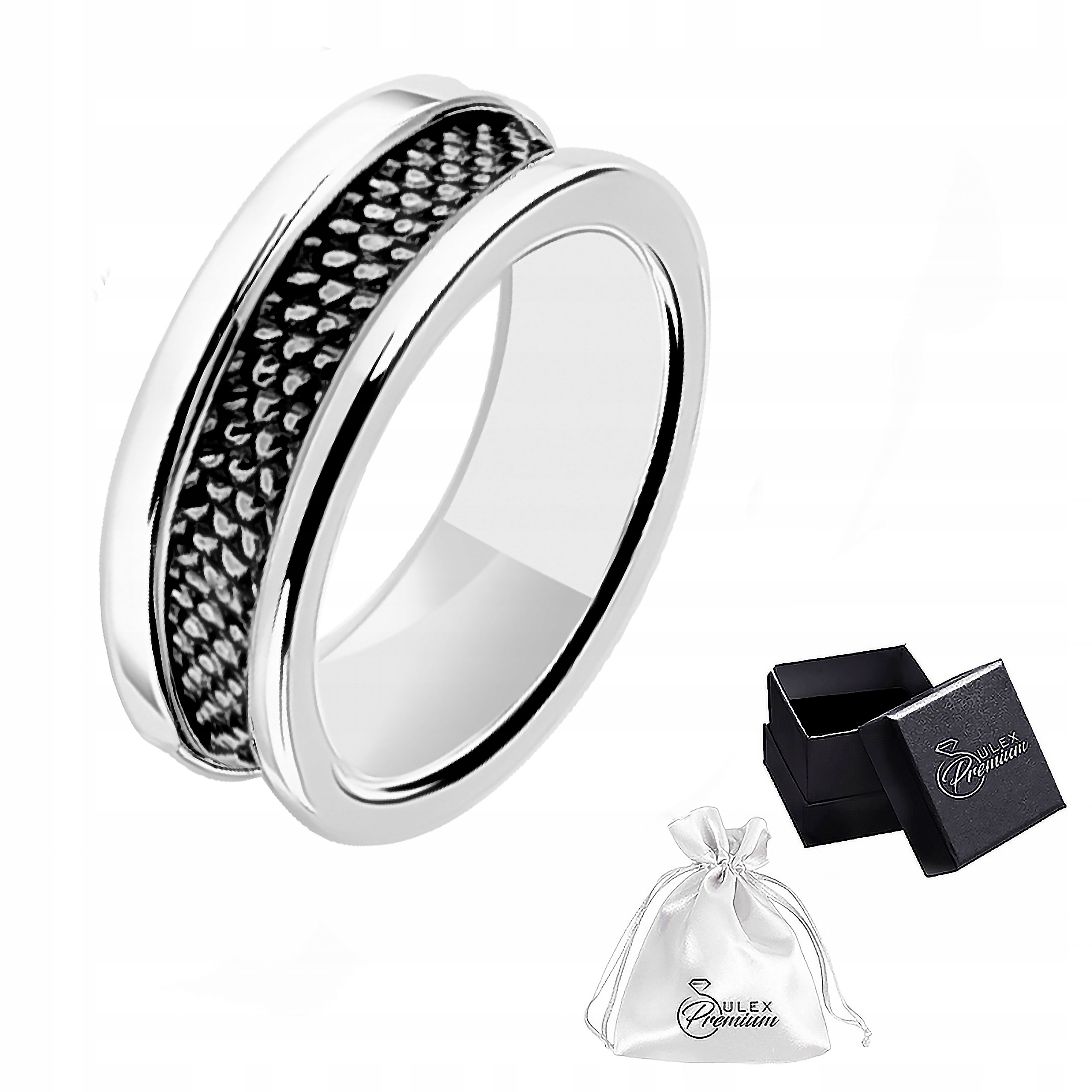 Prstýnek stříbro ryzost 925 Prsten s oxidovanou vložkou o šířce 6 mm vel. 29