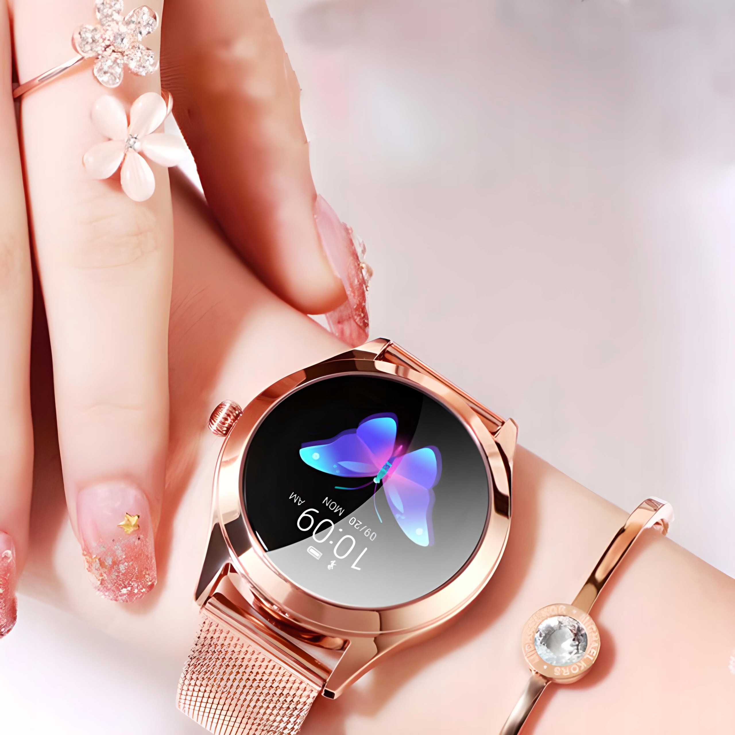 SMARTWATCH ZEGAREK DAMSKI ROZMOWY PULS WODOODPORNY Kolor złoty