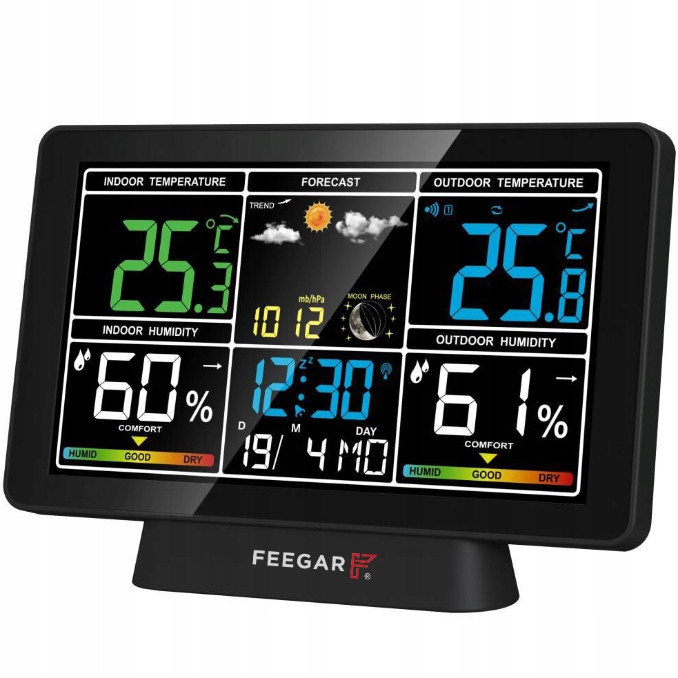 Bezdrátová meteorologická stanice Feegar LCD 7,5" Barometr Teploměr