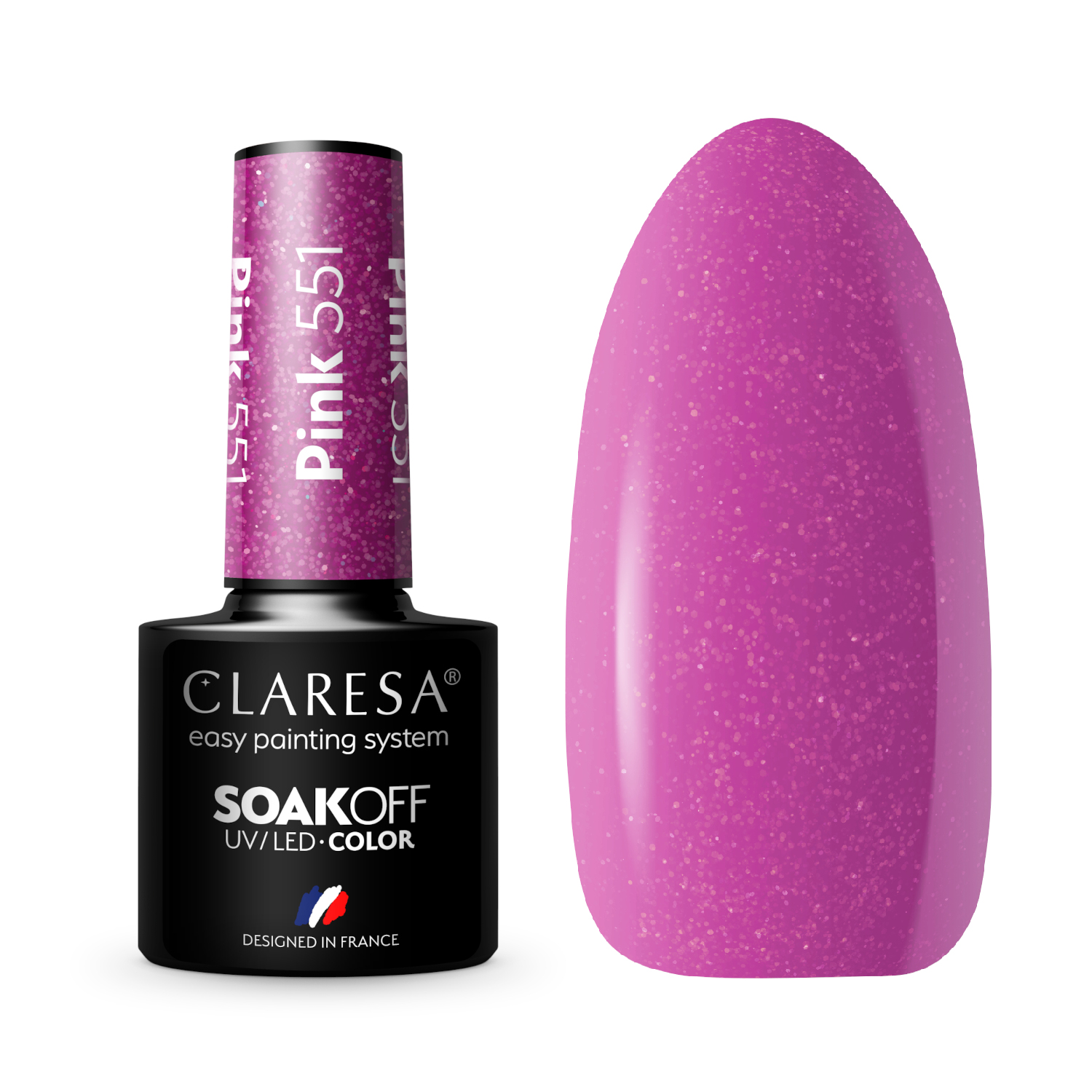 CLARESA RÓŻOWY LAKIER HYBRYDOWY PINK 551 5ml Marka Claresa