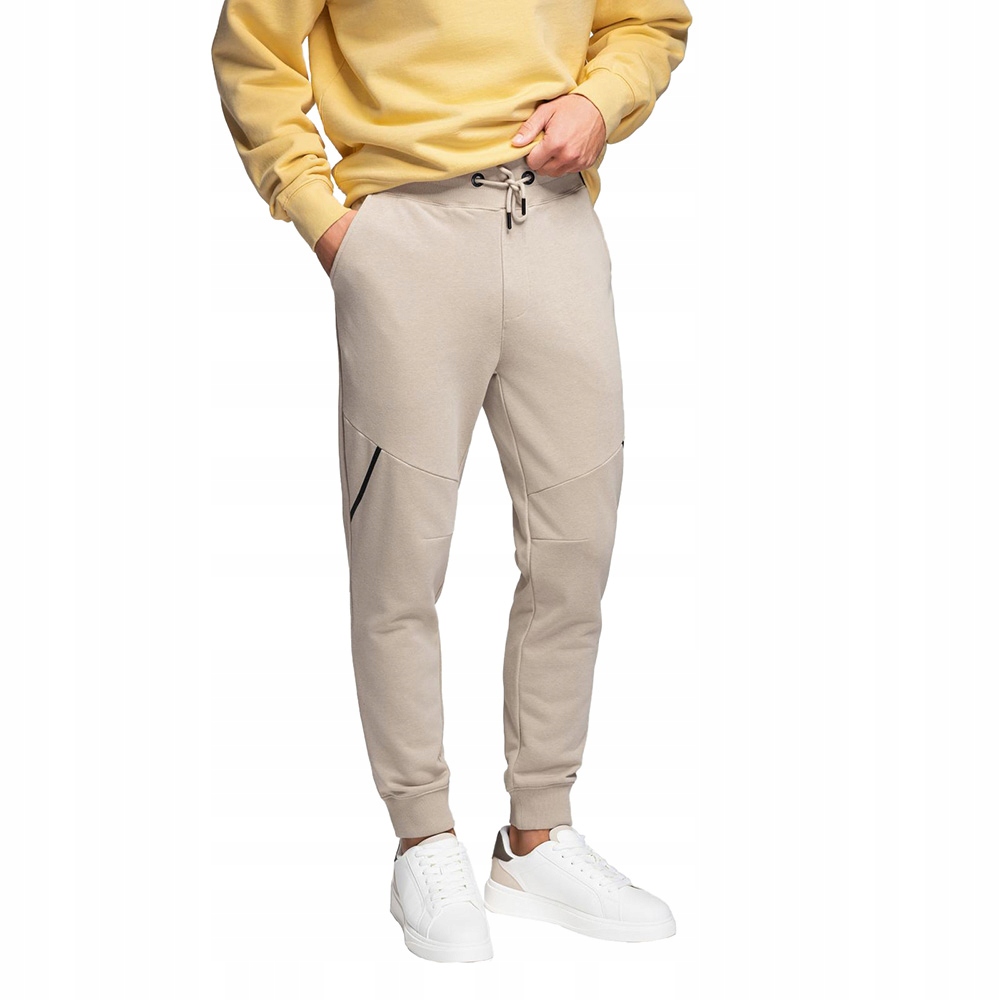 Pánské jogger tepláky béžové bavlna pohodlné V3 OM-PASK-0280 vel. L