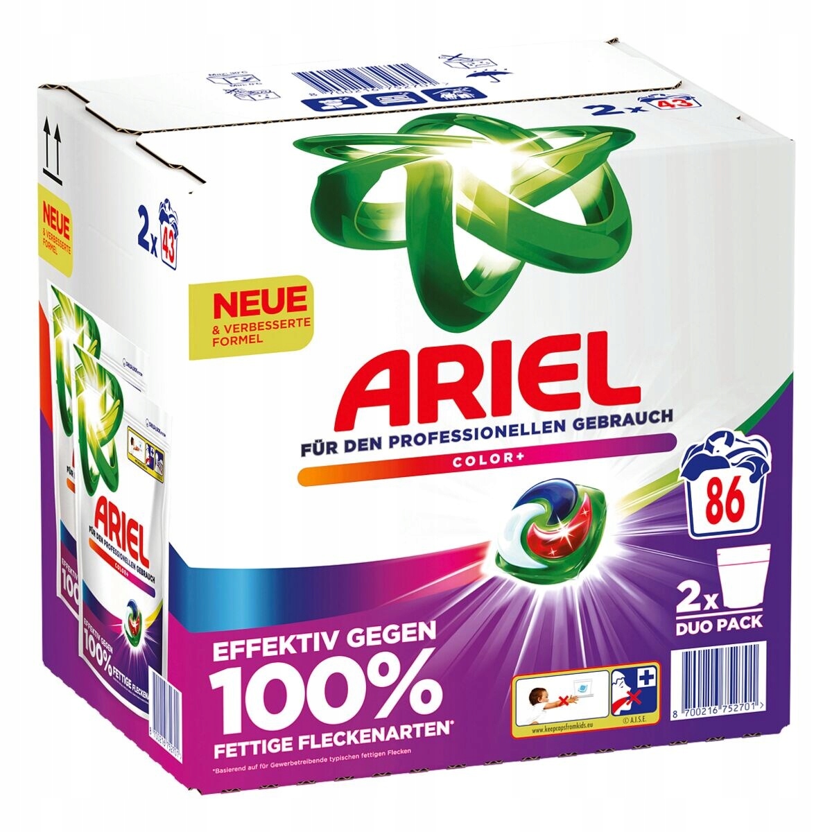 Kapsułki Professional Ariel All-in-1 Pods Kolor+ 86pr , 2x43szt, z Niemiec