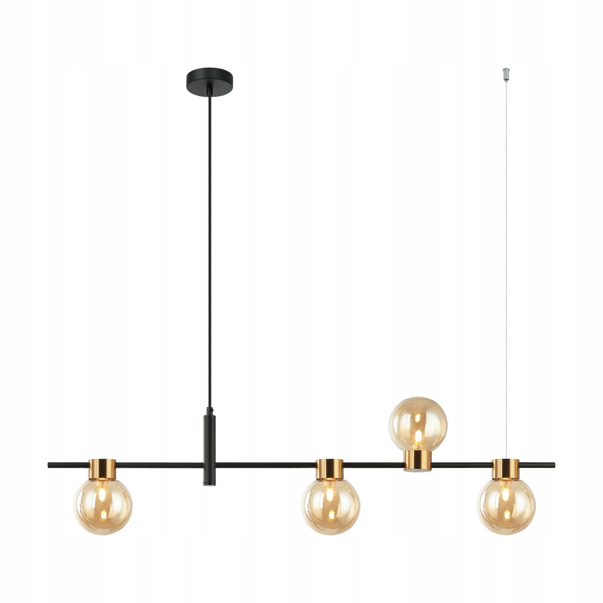 Bletter PND-5225-4-BK-AMB Moderná závesná lampa s jantárovými tienidlami