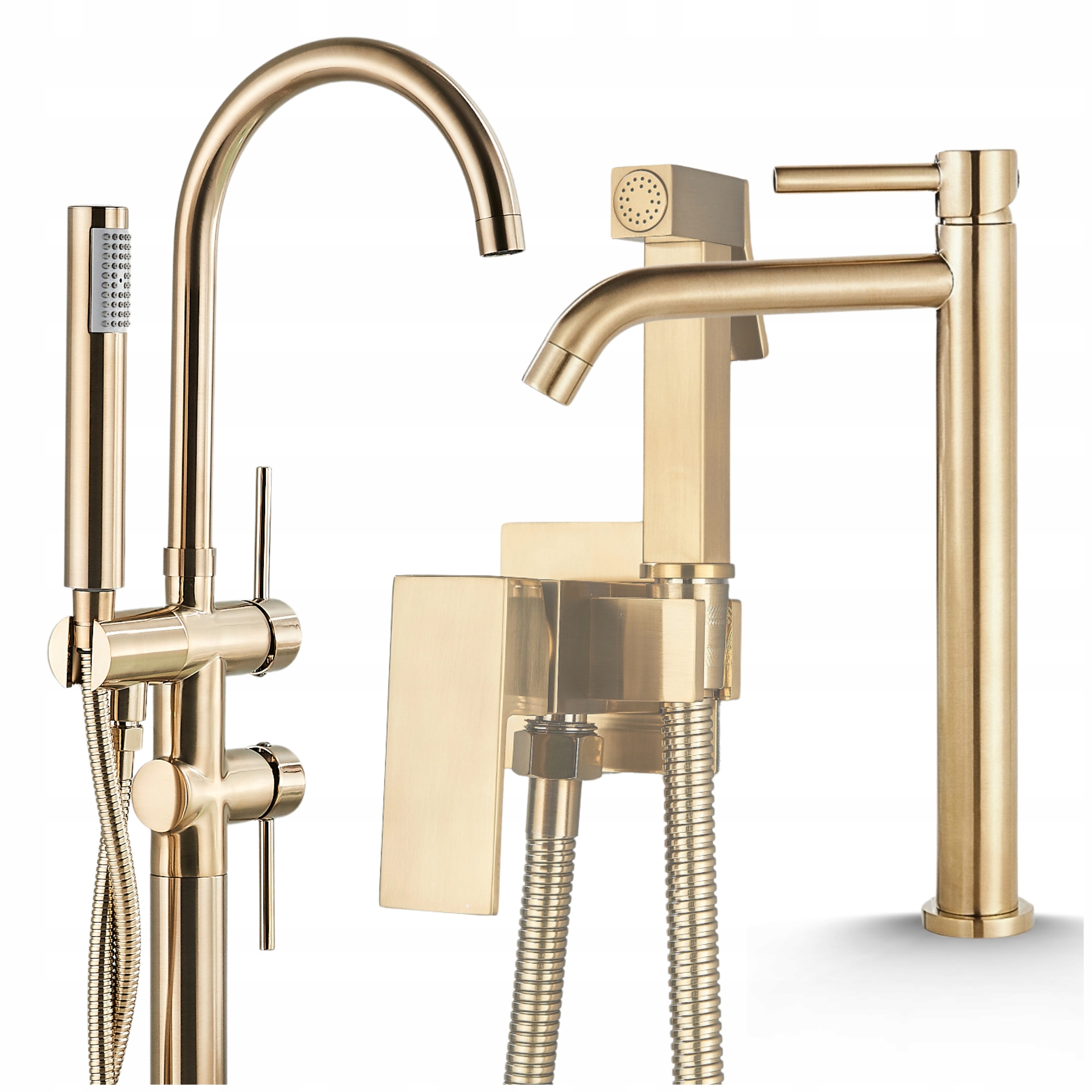 Kúpeľňová batéria Voľne stojaca zlatá kartáčovaná kohútiková sada do kúpeľne