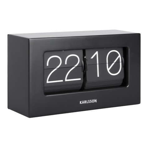 Stolní hodiny klapkové na baterie, černé, na skříňku, psací stůl, loft, Flip Boxed