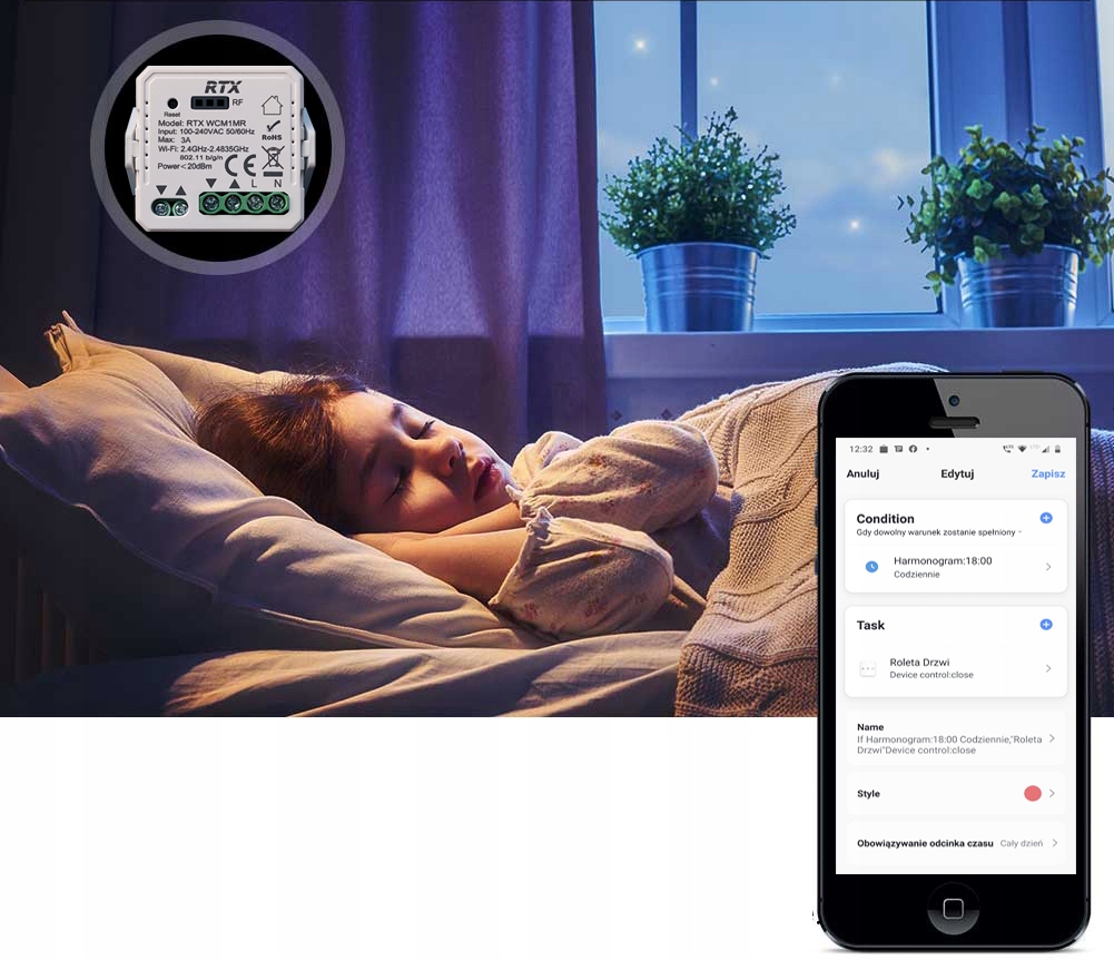 RTX Moduł Sterownik Rolet RTX TUYA WiFi + RF MINI DOPUSZKOWY EAN (GTIN) 5903794123670
