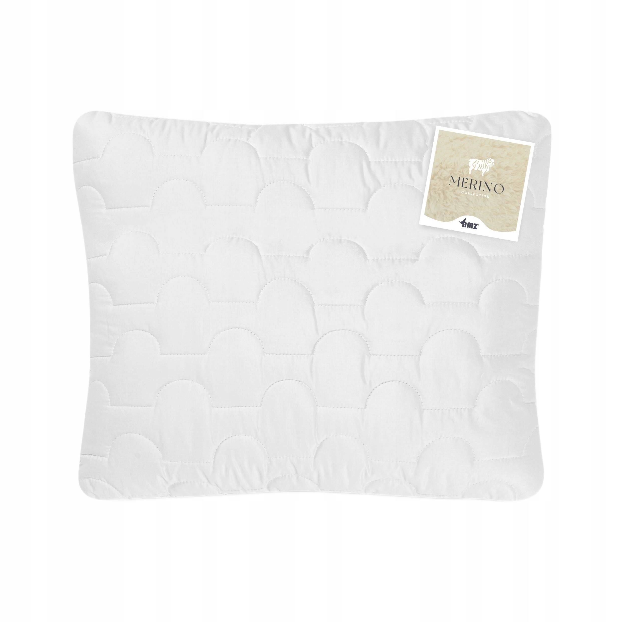 Vlnený vankúš Merino Amz prešívaný prírodnou hypoalergénnou látkou 70x80
