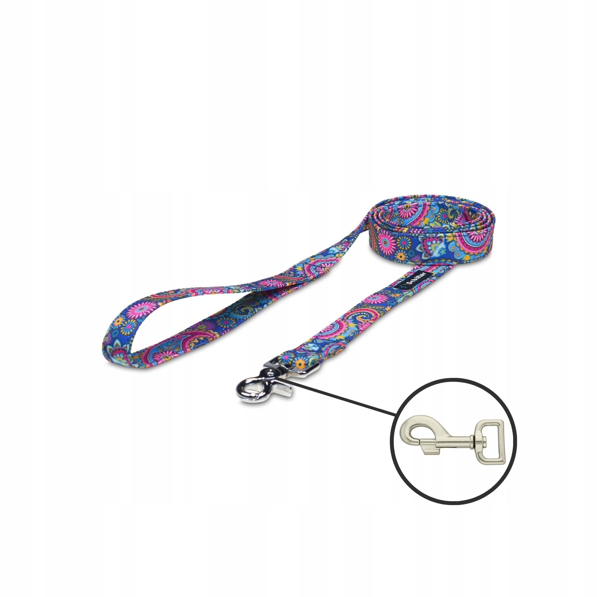 Vodítko pro velkého středního psa modré paisley 150 cm 25 mm L XL