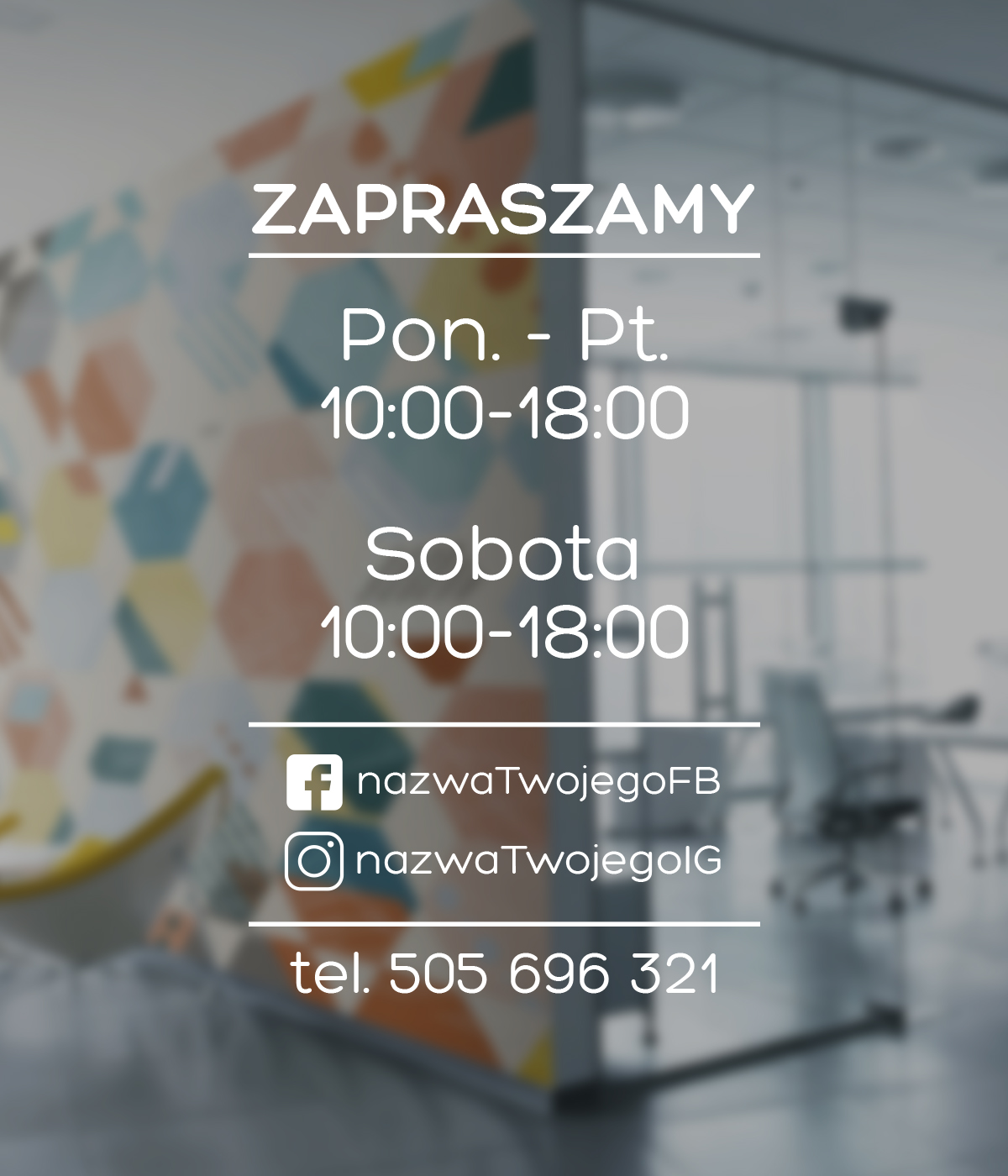 

Naklejka Godziny Otwarcia|fb Ig Telefon 36x60cm