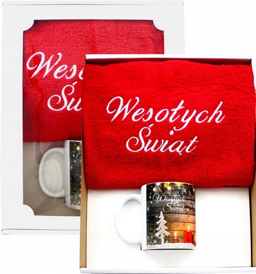 

Ręcznik i Kubek na Święta Mikołaja choinkę