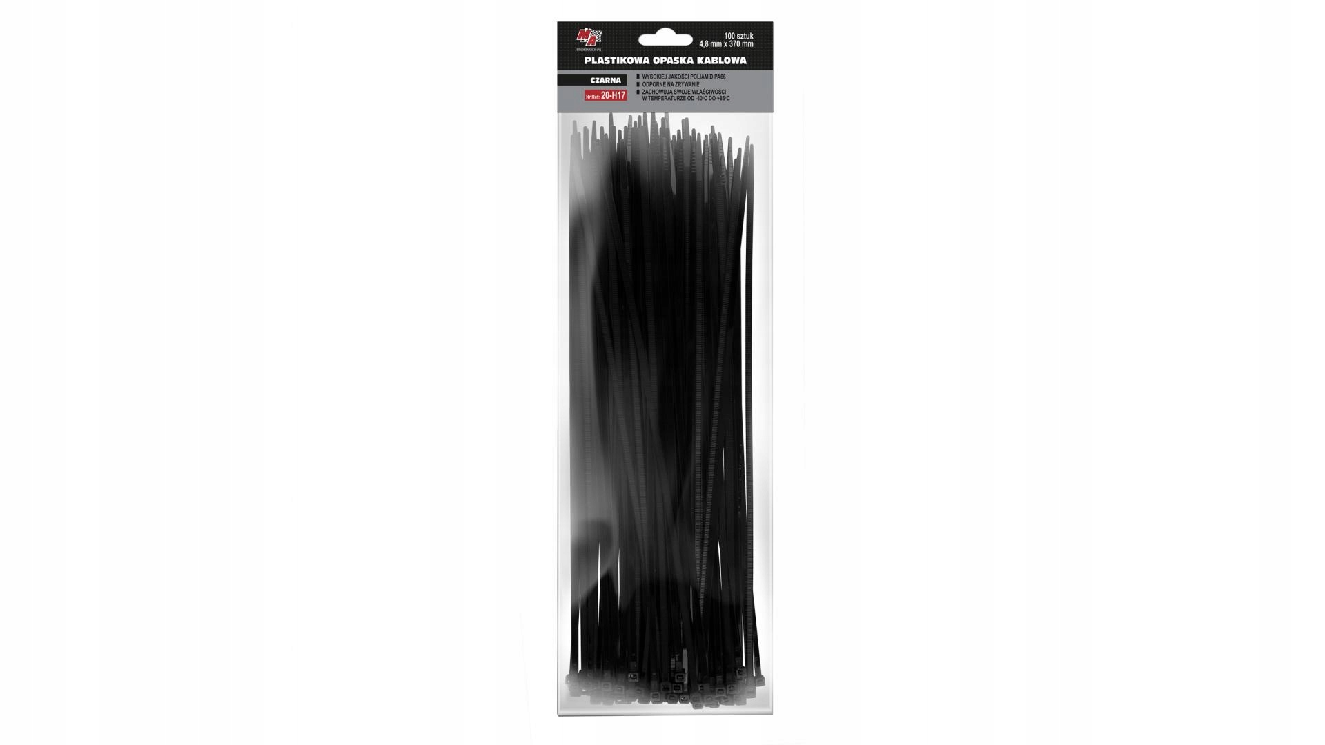 

Opaska Zaciskowa Jednoraz 4.8X370 Czarna 100SZT