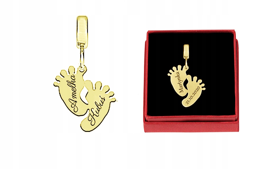 

Zawieszka Charms Stópki Do Pandor Grawer Pozłacane