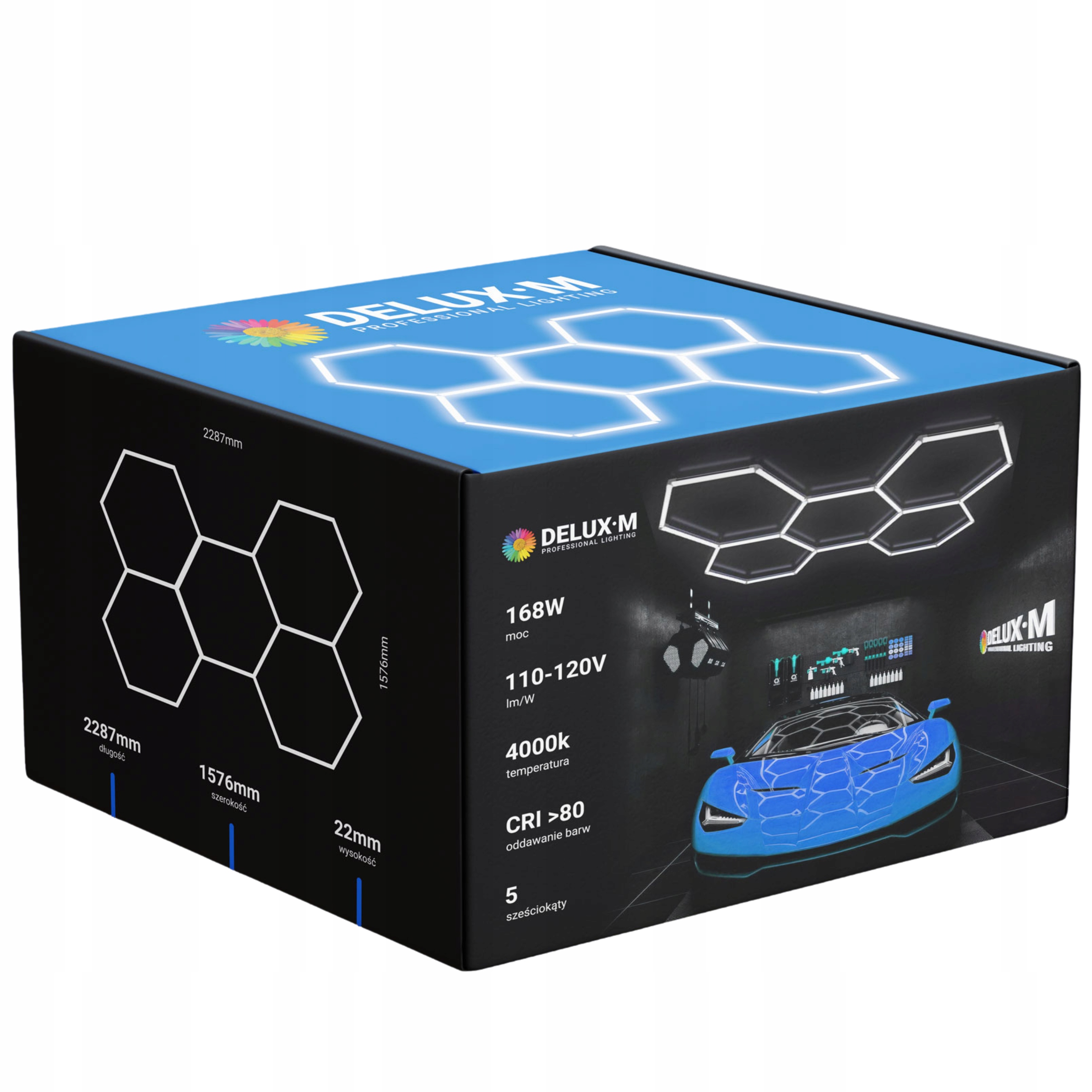 Lampa s panelom Hexagón 5 stropné svietidlo biela na garáž 4000K