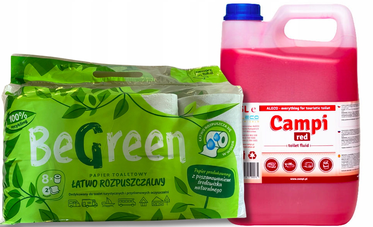 PŁYN DO TOALET TURYSTYCZNYCH SPŁUCZK RED 5L+ PAPIER ROZPUSZCZALNY 8 ROLEK