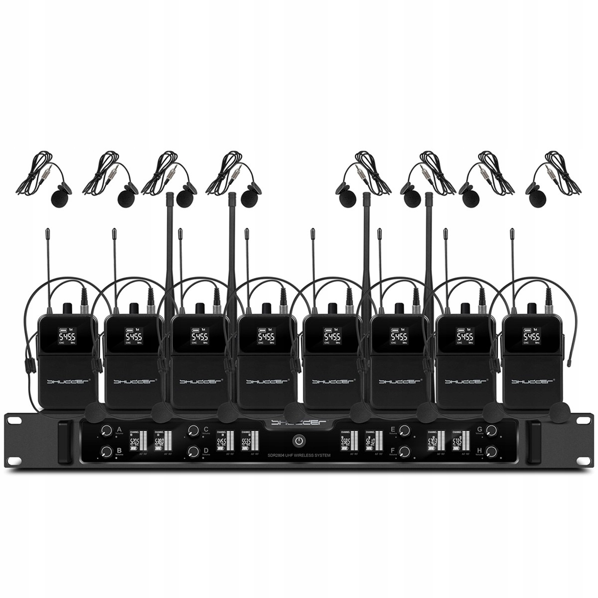 Mikrofony Shudder SDR2804 8 mikrofonów mikroport nagłowny 128 kanałów