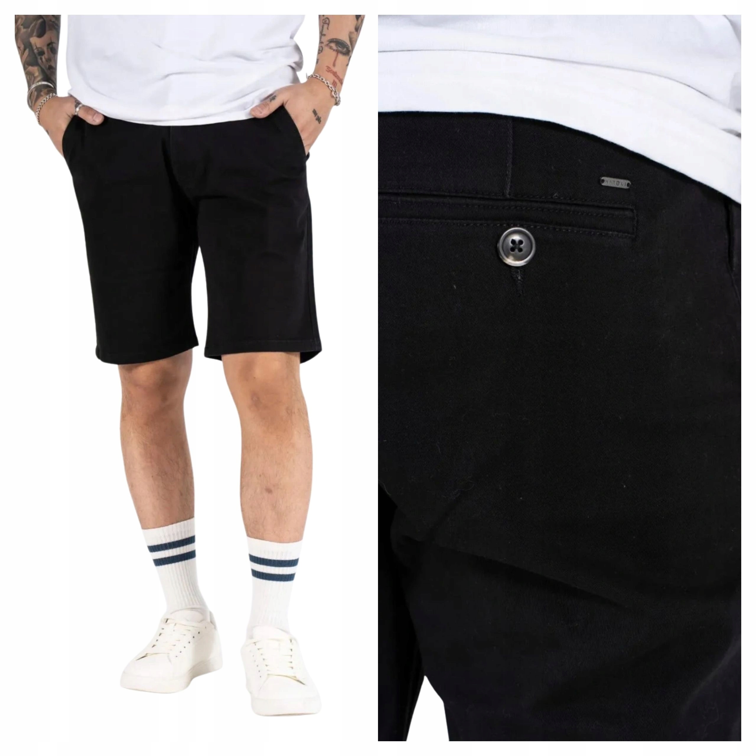 Krátké pánské kalhoty Marcus Gerry Chino Shorts Černé Hladké XL