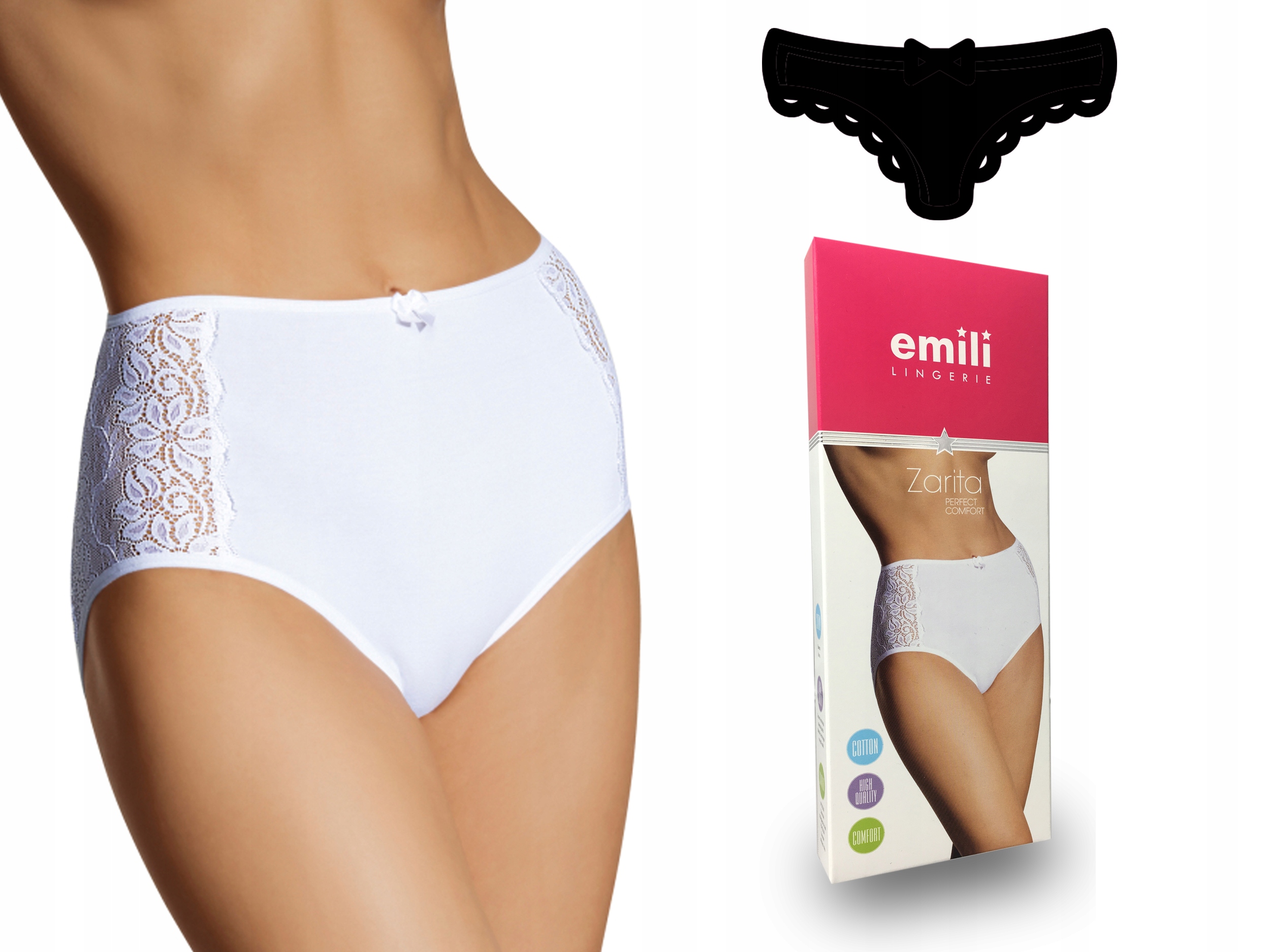 

Emili Zarita Koronkowe Figi Bawełna czarny XL