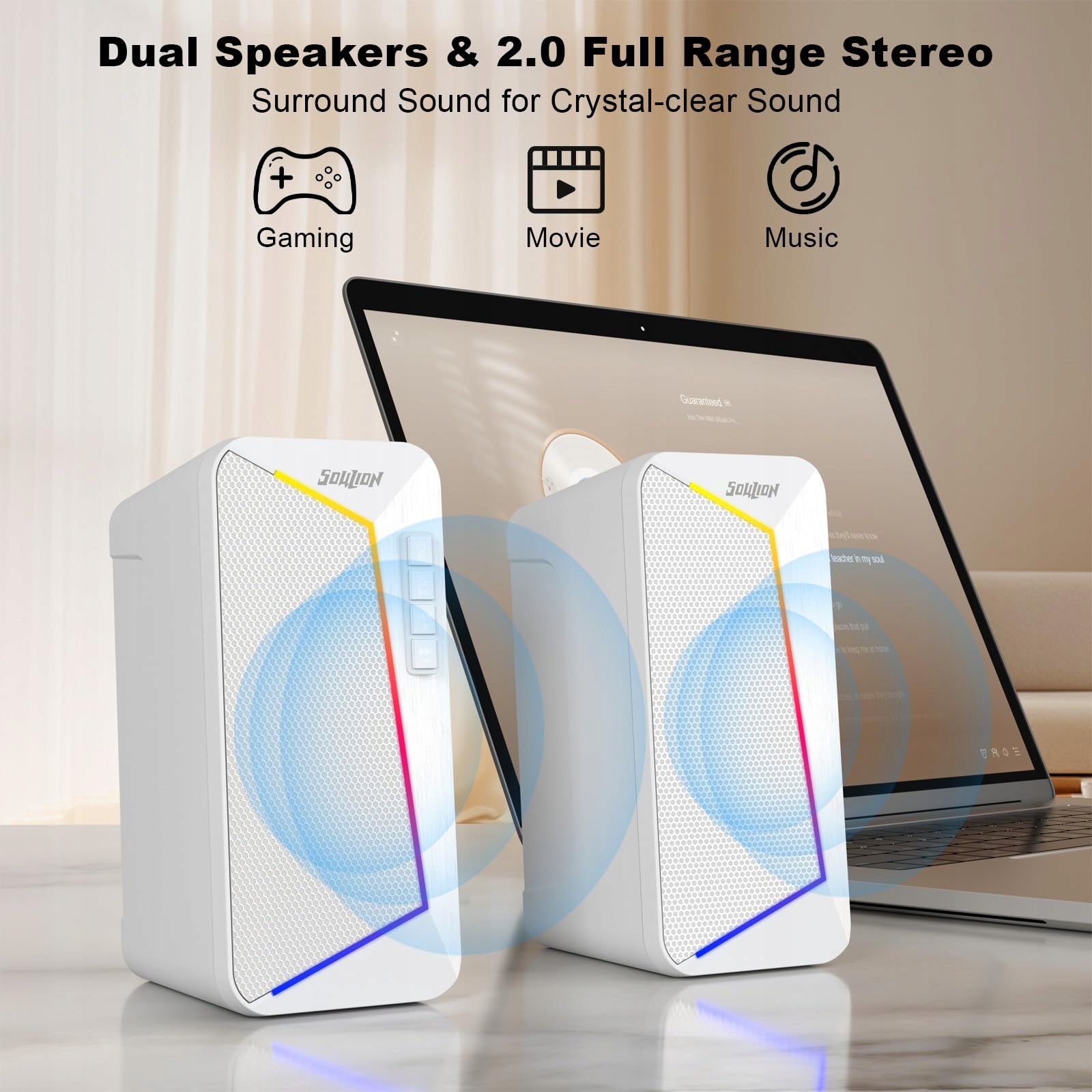 SOULION R40 Głośniki Komputerowe USB Bluetooth 53 Do Laptopów i Tabletów — miniatura 2