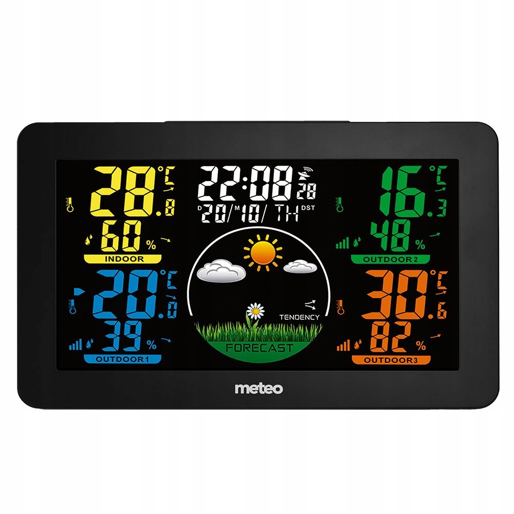 METEO STACJA POGODOWA SP90 Z 3 CZUJNIKAMI DCF Materiał tworzywo sztuczne