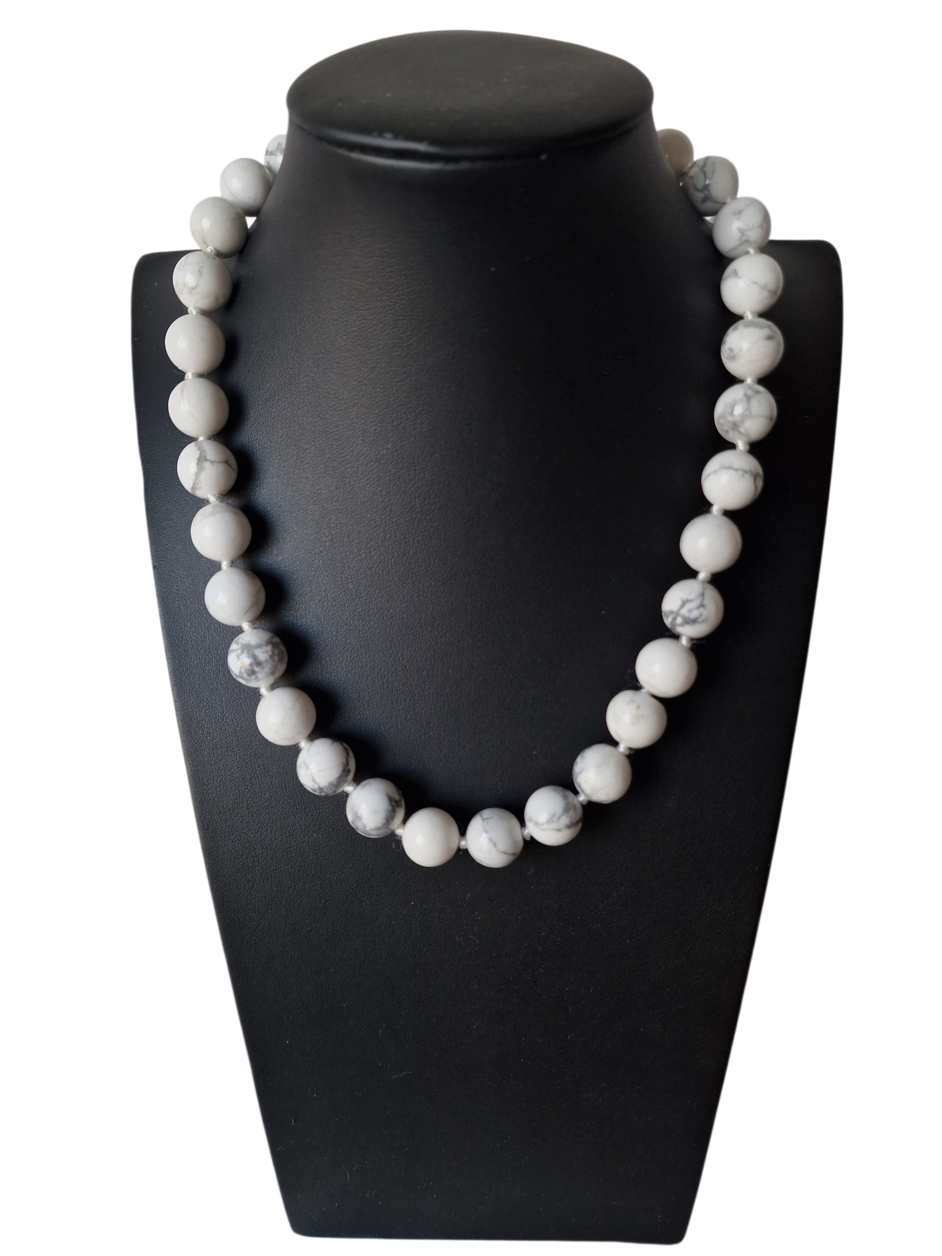 Vintage Howlit Bílý Přírodní Náhrdelník Velké Ochranné Koule Dobrá Aura