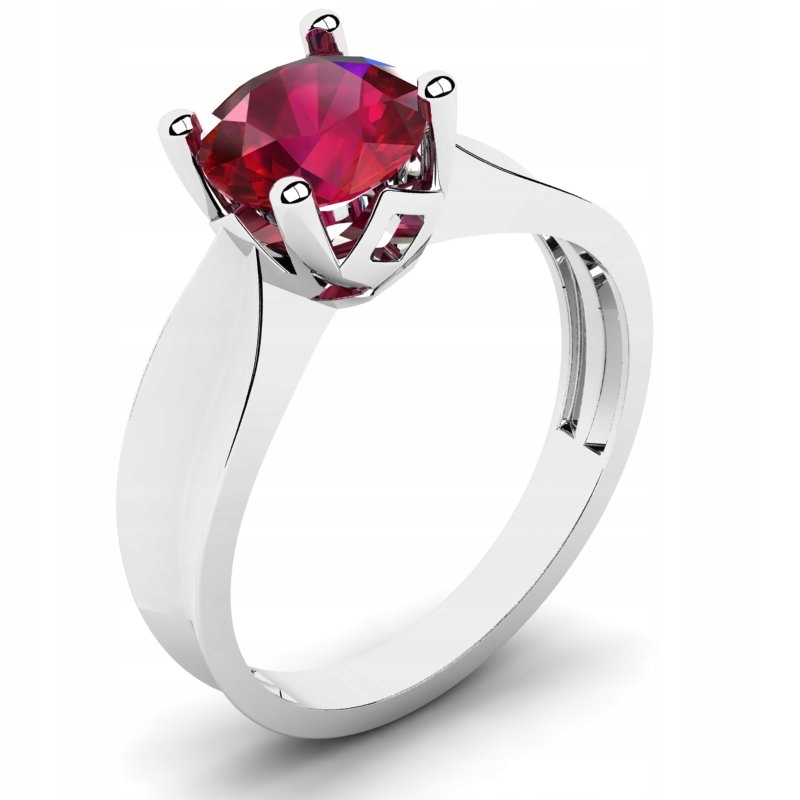 

Pierścionek Z Białego Złota Z Rubinową Cyrkonią