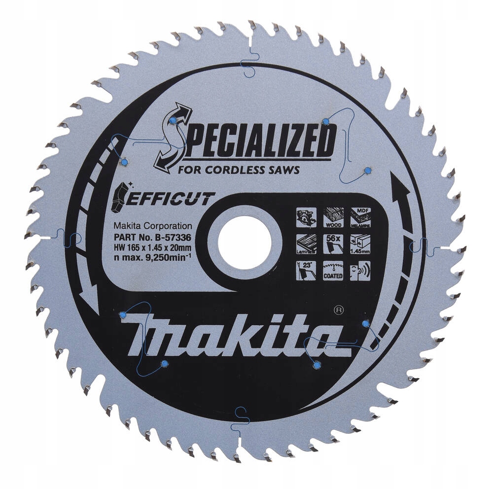 Tarcza do zagłębiarki EffiCut Makita 165x20mm 56Z do drewna i laminatu