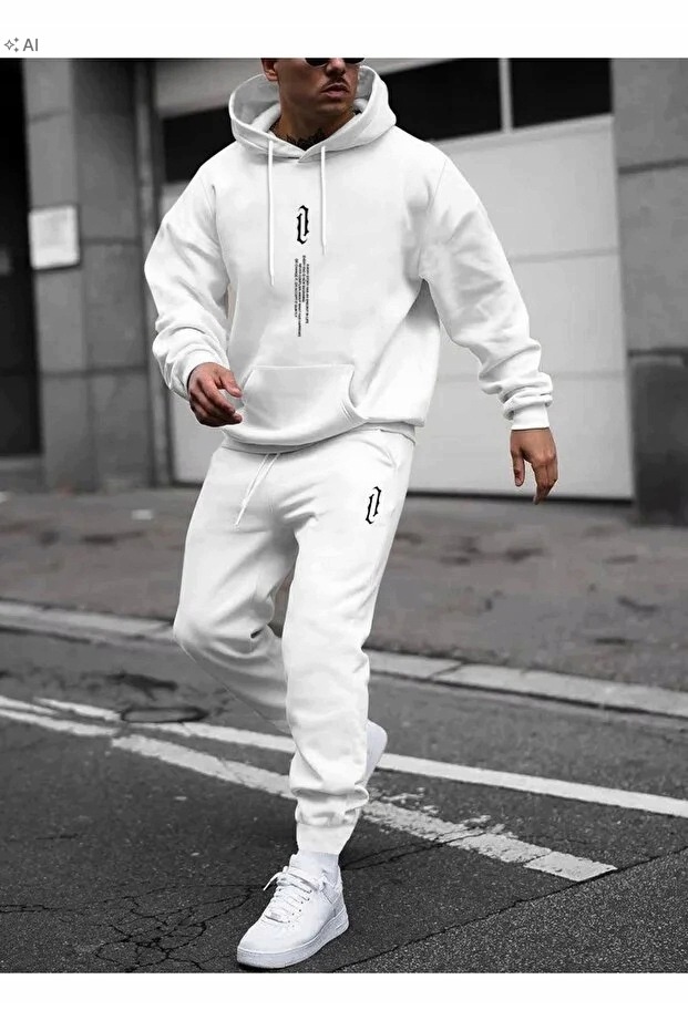 Bílý Sportovní Set Teplákovka Z Měkkého Materiálu L 5IA