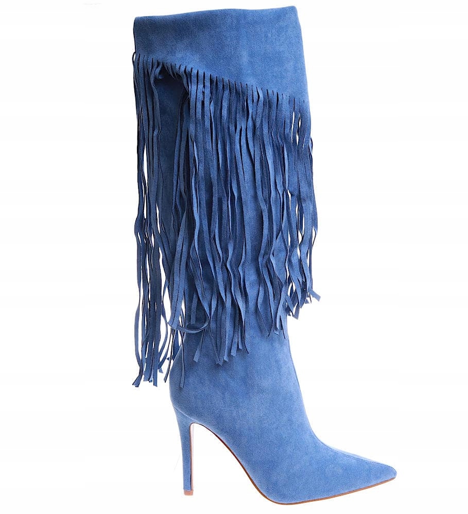DAMSKIE KOZAKI Z FRĘDZLAMI BUTY NA SZPILCE jesienne buty boho 15114 38 Płeć kobieta
