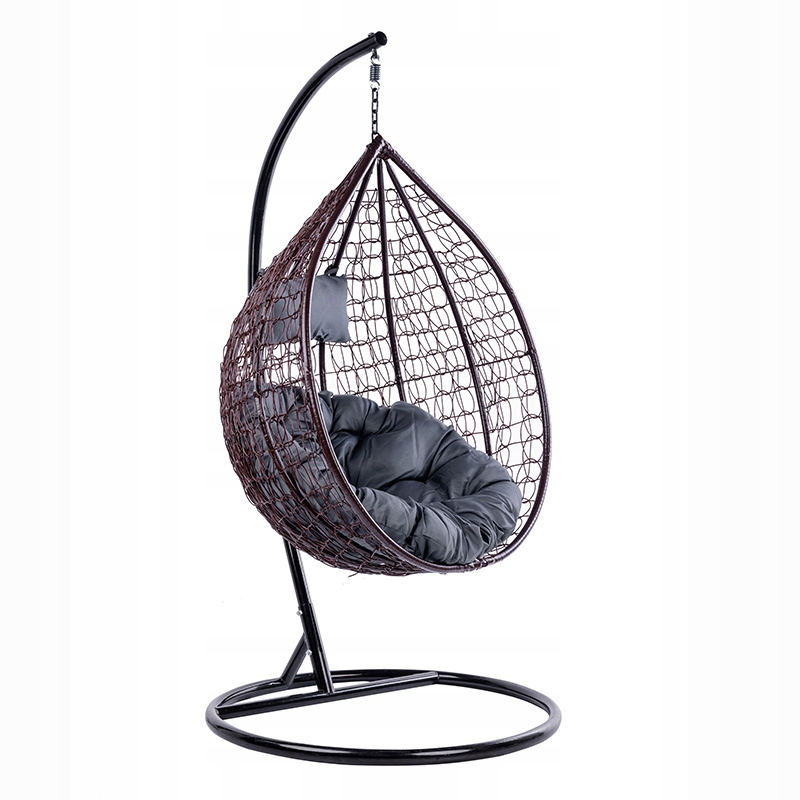 КРІСЛО САДОВЕ ПІДВІСНЕ КОКОН ВЕЛИКИЙ ІТАКА КОРИЧНЕВИЙ З ПОДУШКАМИ