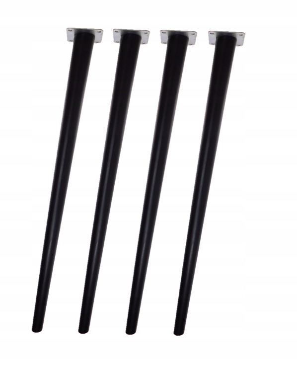 Sada 4x drevené nábytkové nohy šikmý kužeľ 72 cm čierne upevnenie