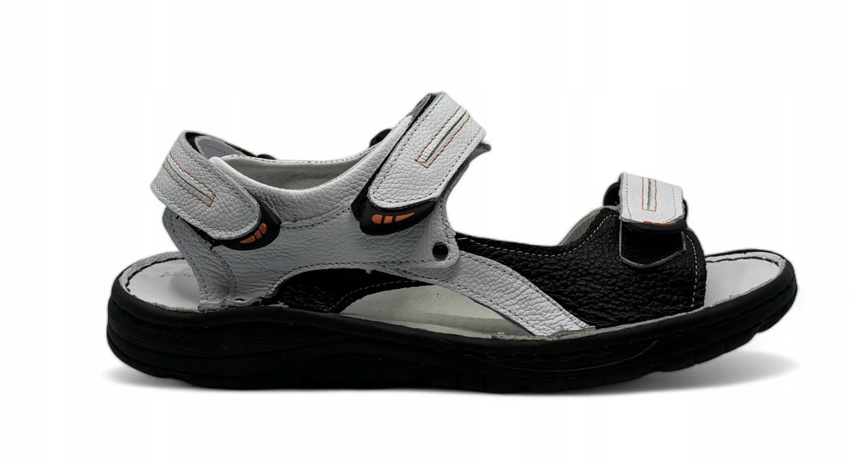 Kožené pánské sandály Polbut model SA04 bílo černé, velikost 40