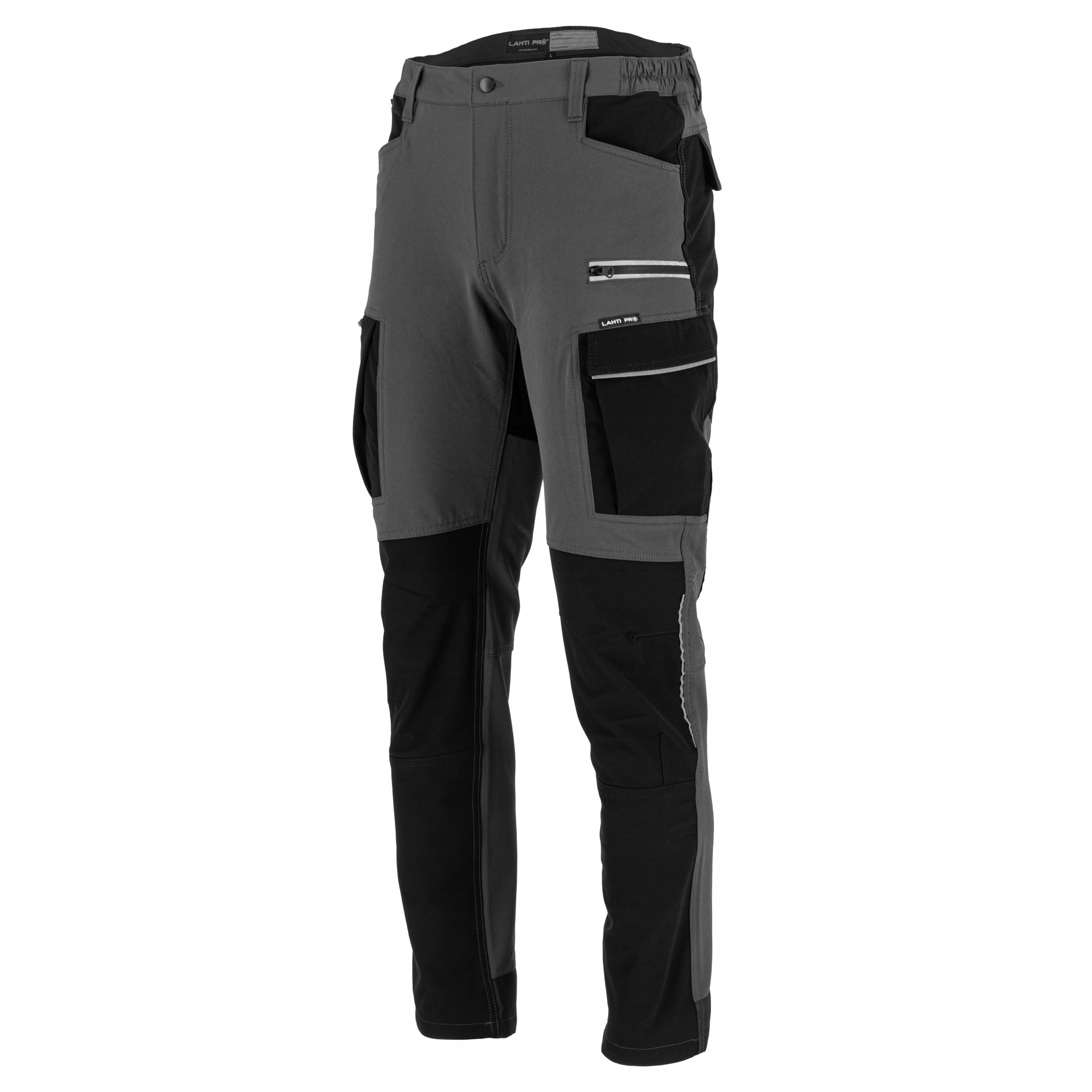 Spodnie robocze męskie długie stretch do pasa szare slim Lahti Pro L40554 L