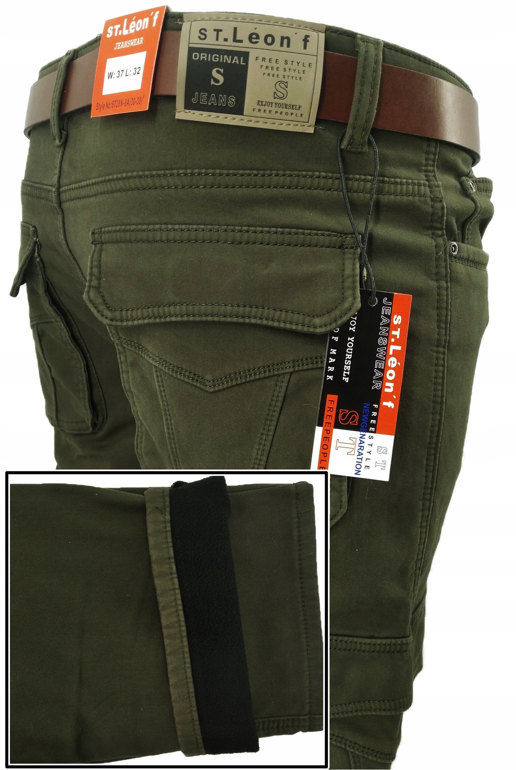 Pánské Zateplené Kalhoty Kapsáče Zelené ST28 W37 94 96 CM