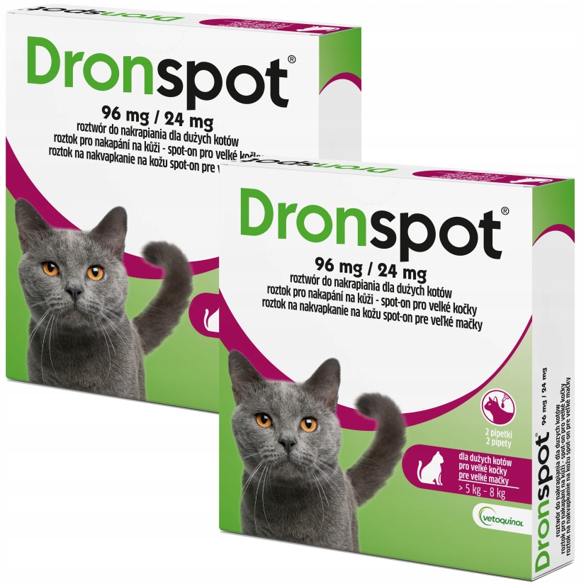 Dronspot Krople Na Robaki Do Nakrapiania Dużych Kotów 5-8kg 4 Pipetki