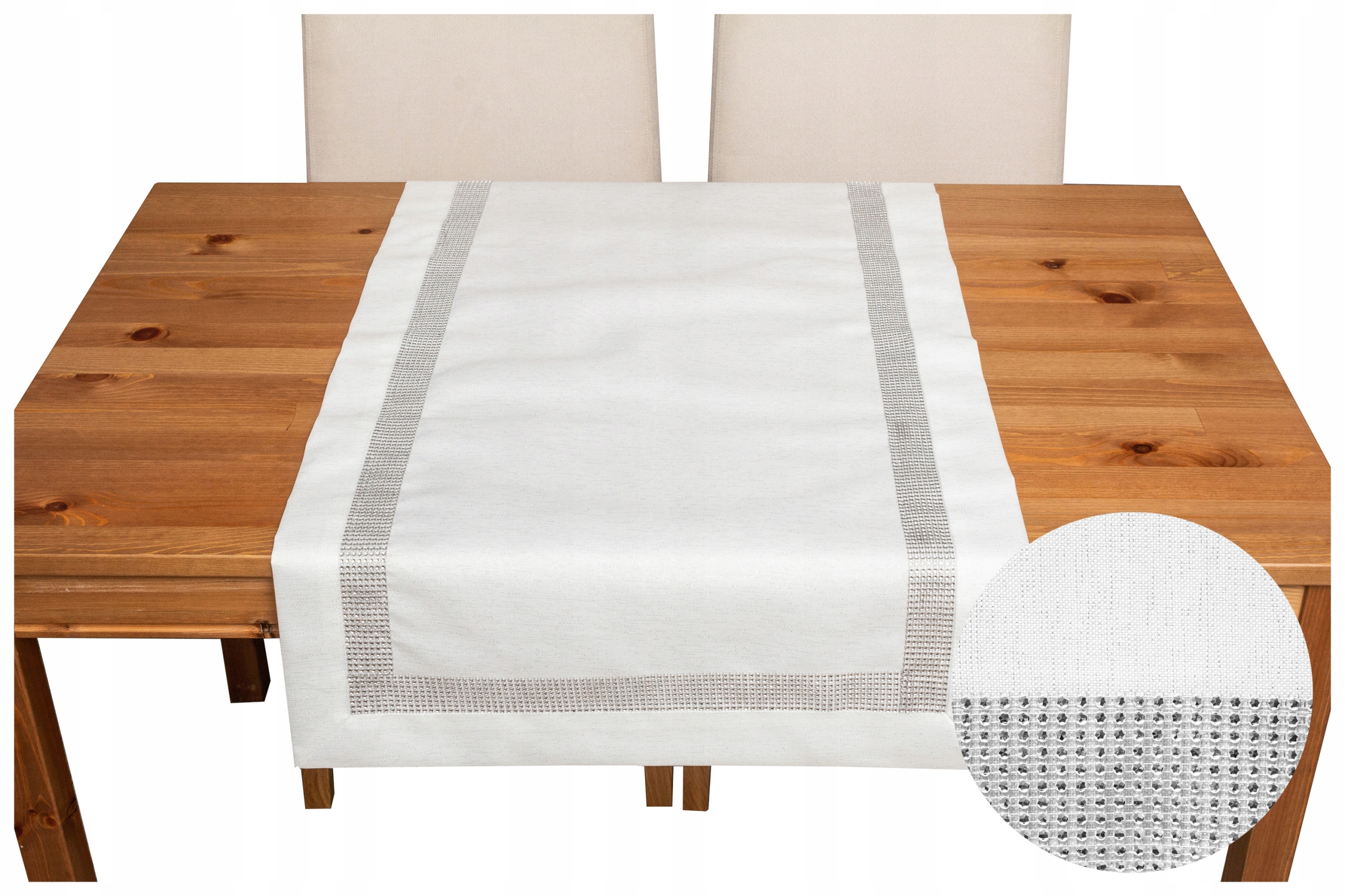 

Bieżnik na stół plamoodporny Cyrkonie 40x220 Biały