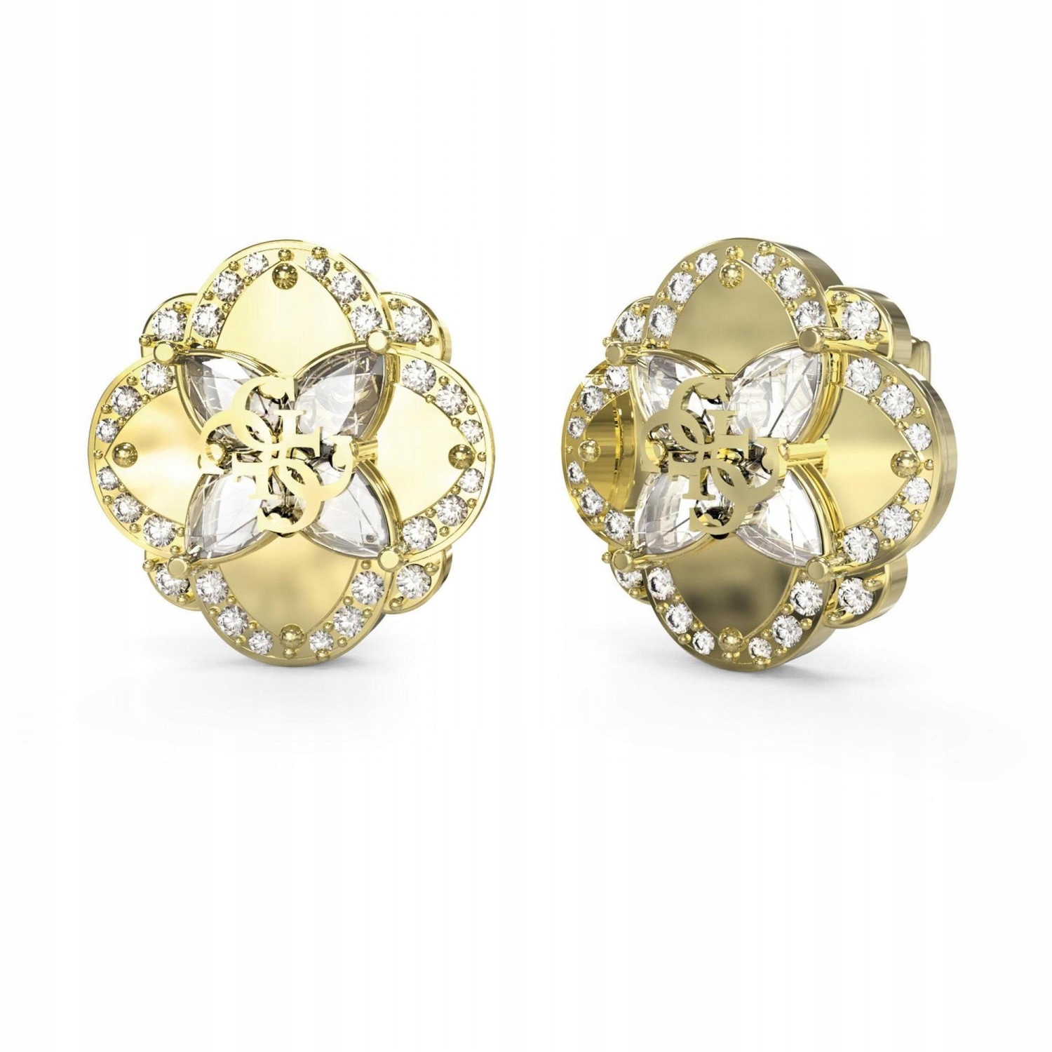 Náušnice dámské zlaté Guess zirkon květina