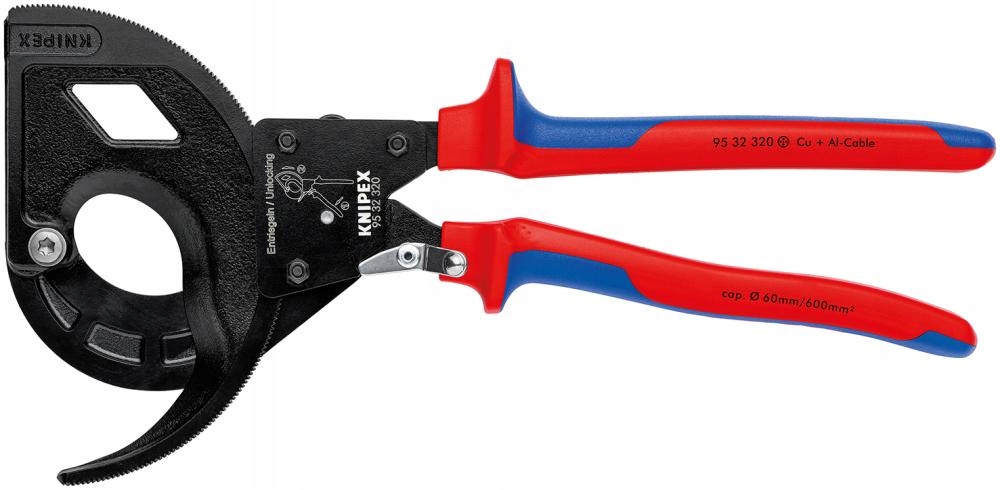 Nůžky na kabely 320 mm s ráčnou, ráčnový mechanismus 95 32 320 Knipex