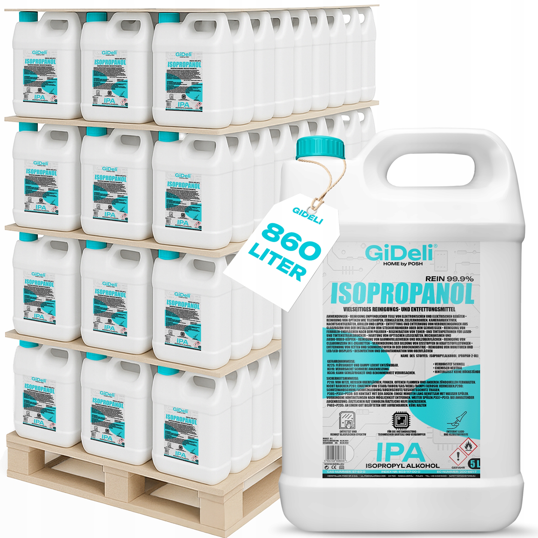 Isopropylalkohol GiDeli Ipa Isopropanol 172 x 5 l 99,9 %